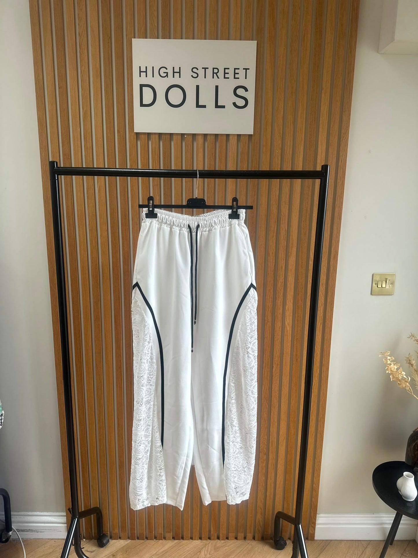 Sugar Lace Trousers Wide Leg Activewear Stripe Details Spring Summer Holiday Elastic Waistband