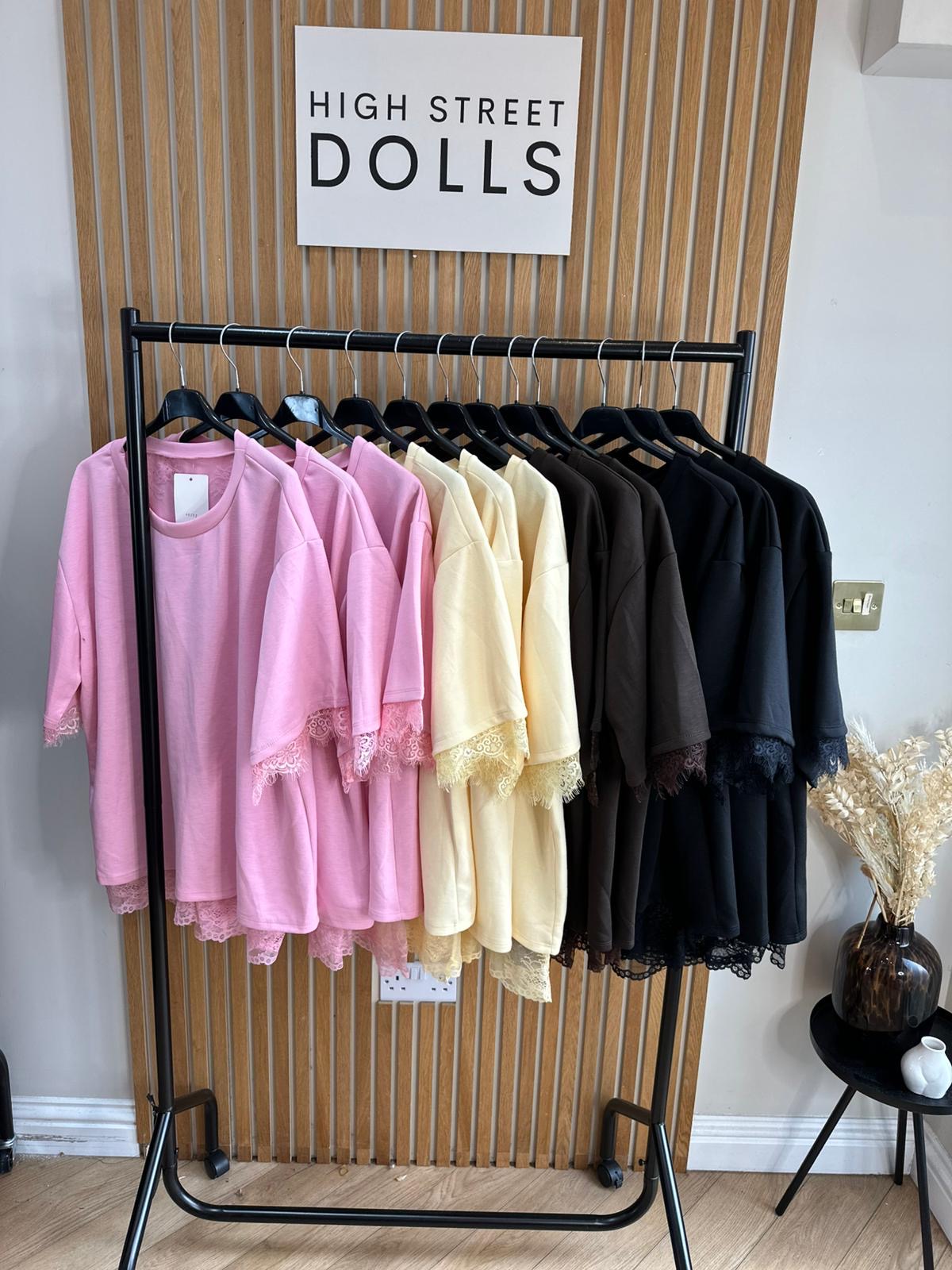 Neve Lace Oversized T Shirt Short Sleeves Open Back Spring Summer