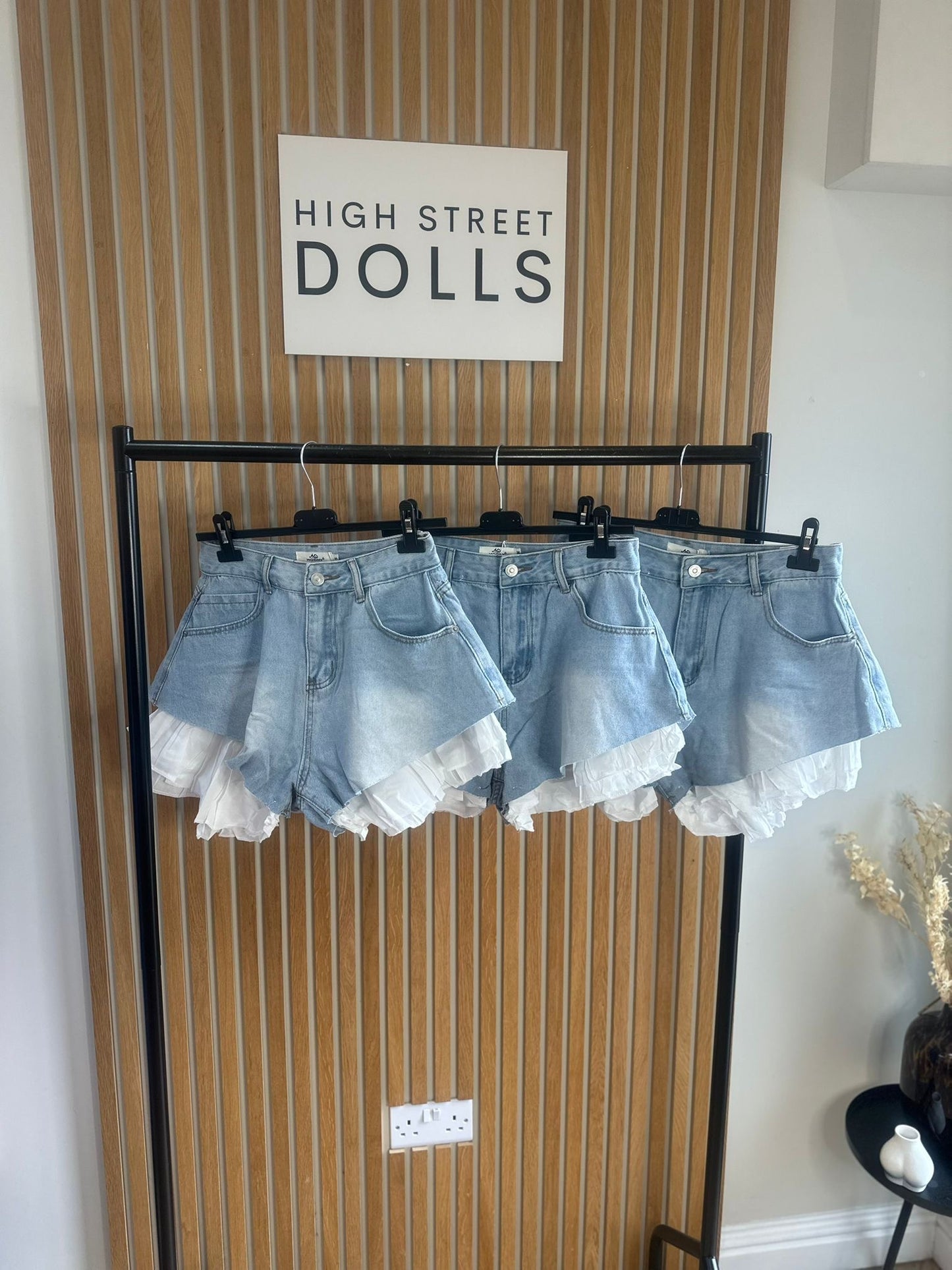 Polly Denim Shorts Denim Shorts with Ruffles Frilly High Waisted Spring Summer Holiday