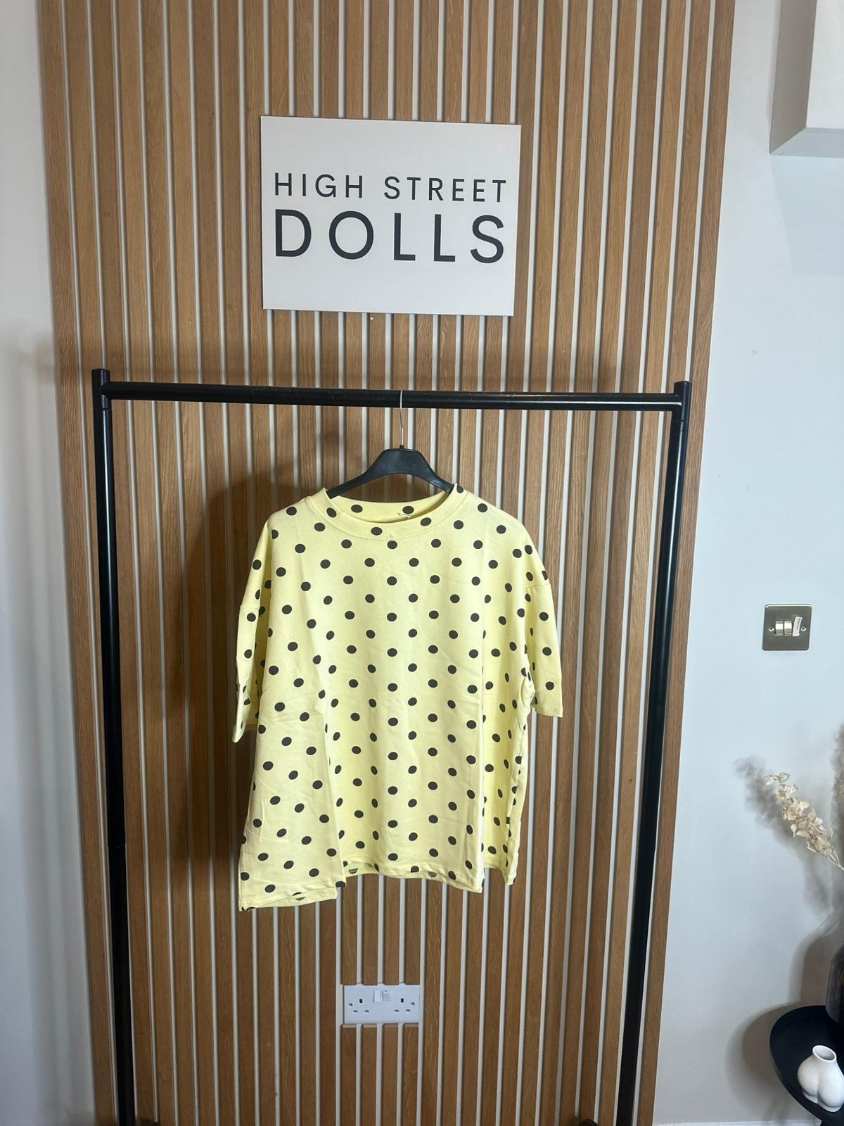 Mabel Polka Dot Oversized T Shirt Short Sleeves Spring Summer Lemon Viral