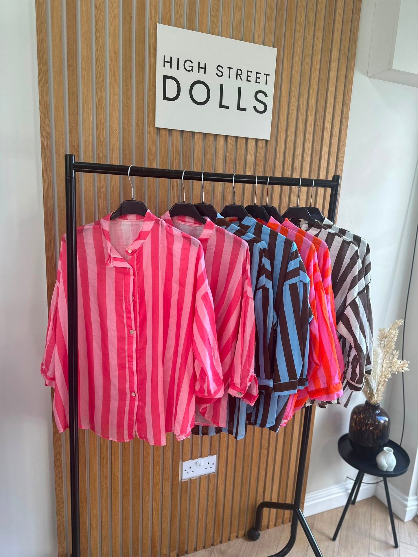 Coral Oversized Striped Shirt Bold Bright Summer Holiday Style