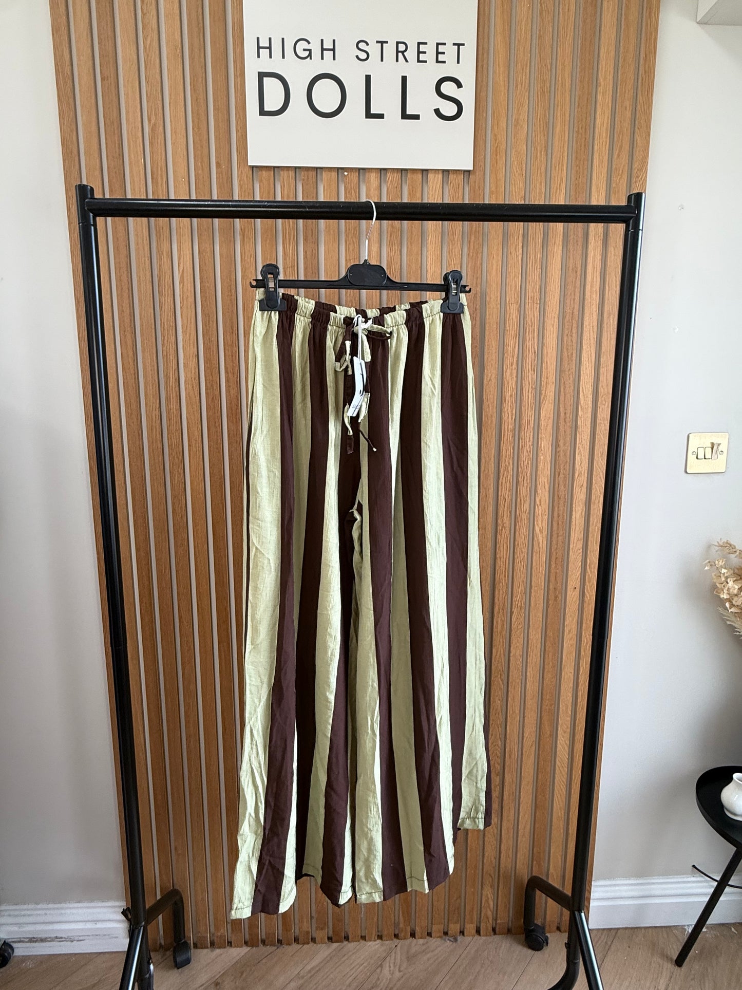 Lollie Wide Leg Trousers Light Weight Linen Style Summer Bright Stripes