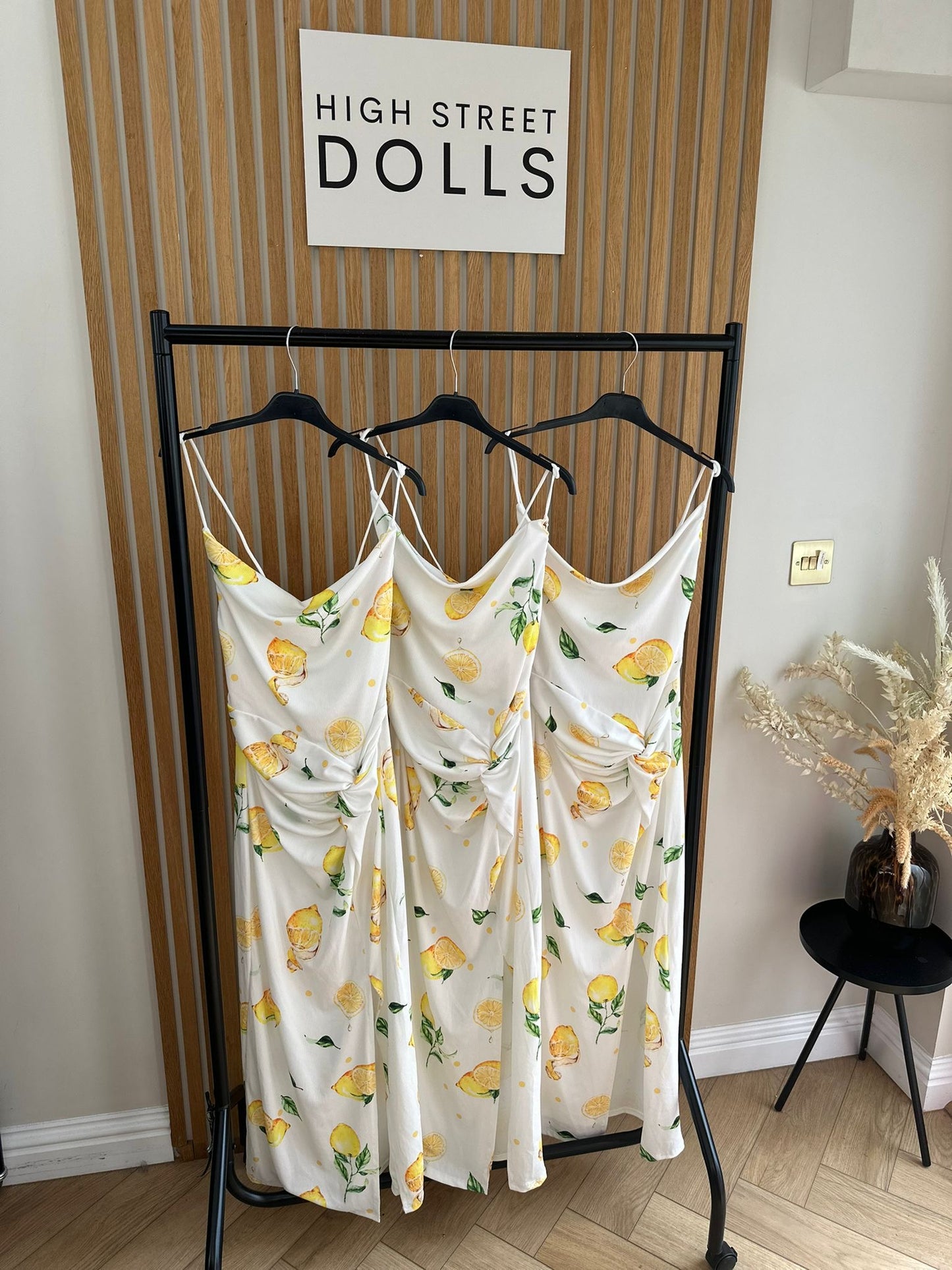 Sicily Lemon Midi Dress Printed spaghetti strap dress