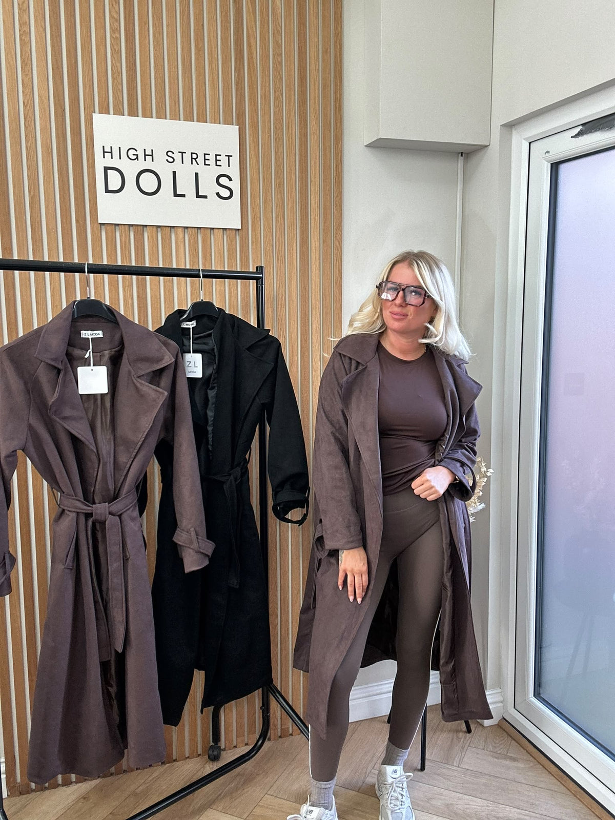 Aislinn Luxe Suede Midi Trench Coat – Autumn Winter Belted Jacket