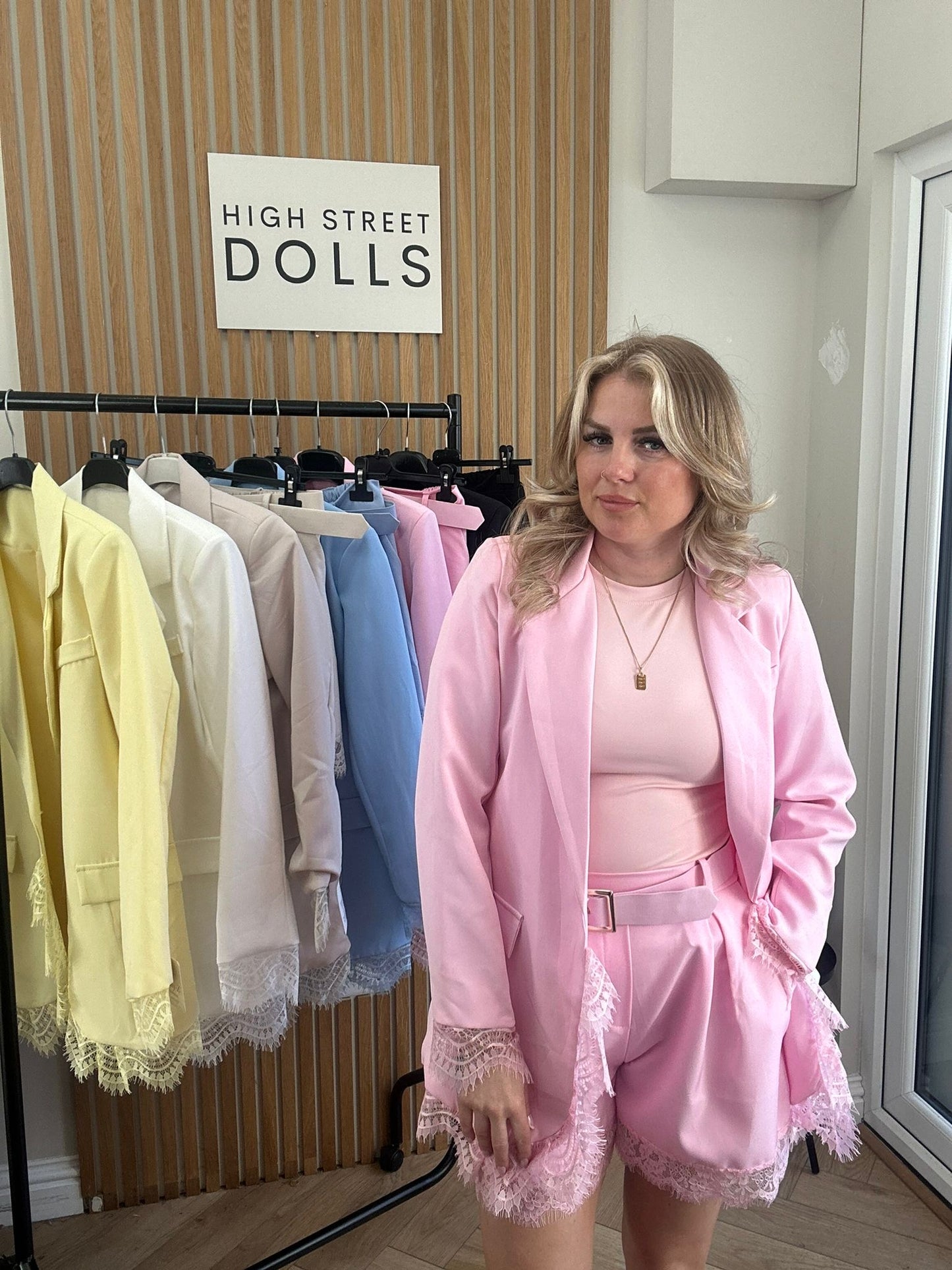 Lucinda Blazer Lace Detail Single Breasted Daywear Evening Wear Winter Spring Summer Pastels