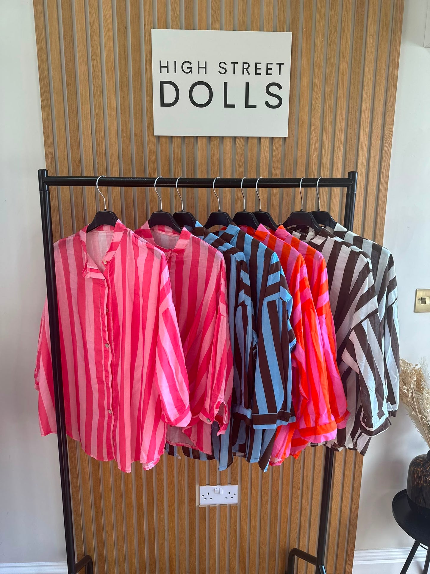 Coral Oversized Striped Shirt Bold Bright Summer Holiday Style
