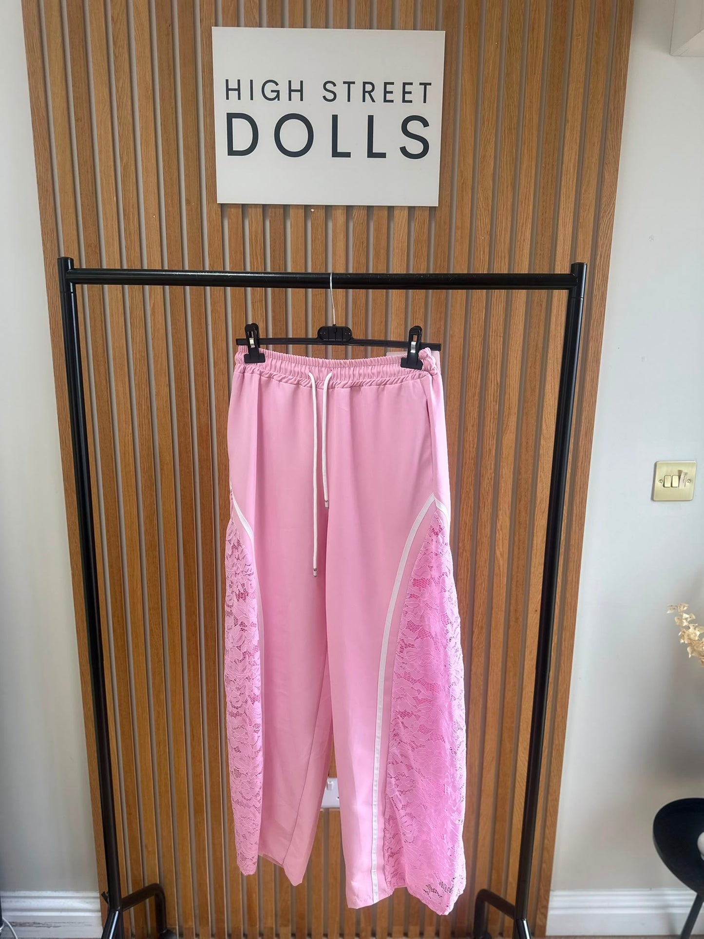 Sugar Lace Trousers Wide Leg Activewear Stripe Details Spring Summer Holiday Elastic Waistband