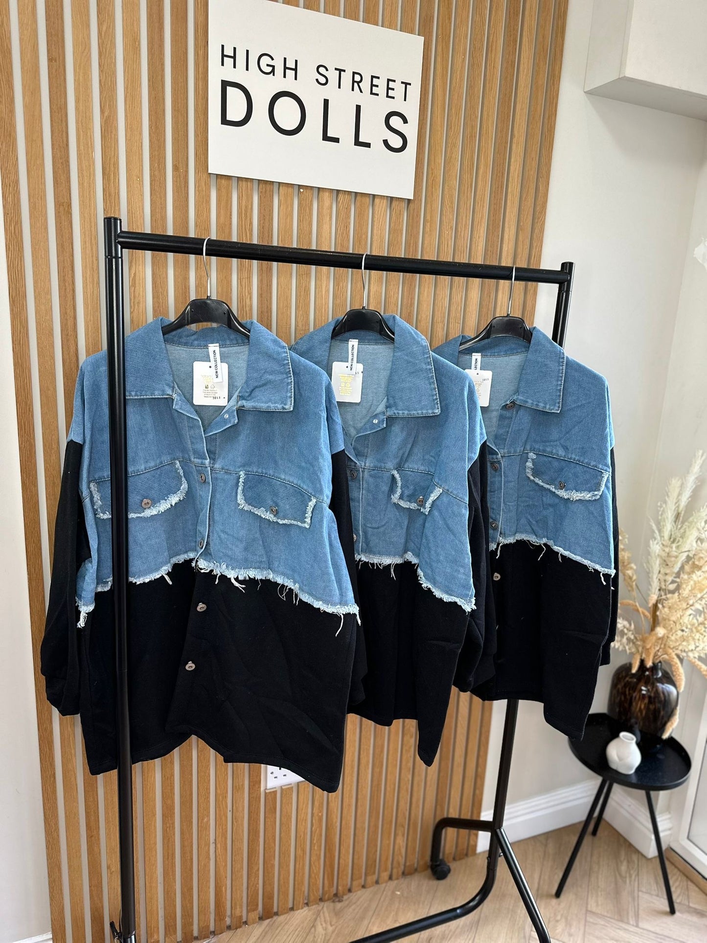 Bryony Oversized Shaket with Denim Details Shirt Jacket