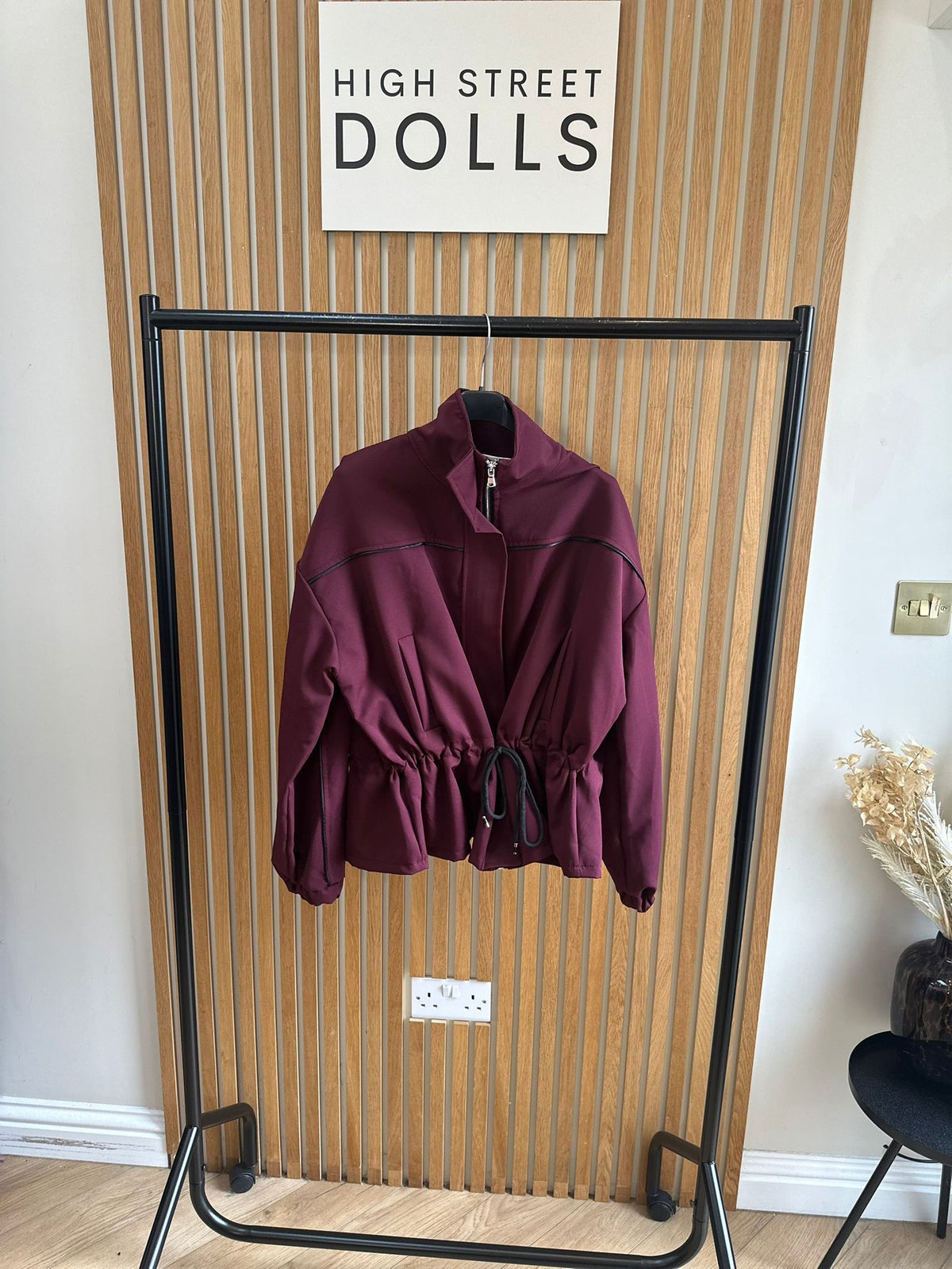 Mia Peplum Jacket – Women’s Sporty Lightweight Cover-Up, Autumn/Winter Layer with Piping Details, Cinched Waistline & Funnel Neckline