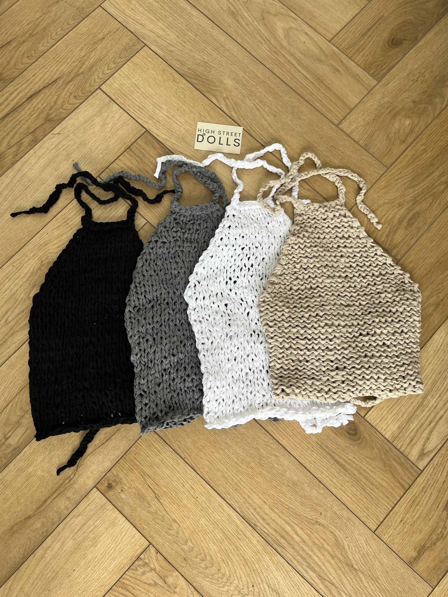 White Knitted Halter Top Handmade