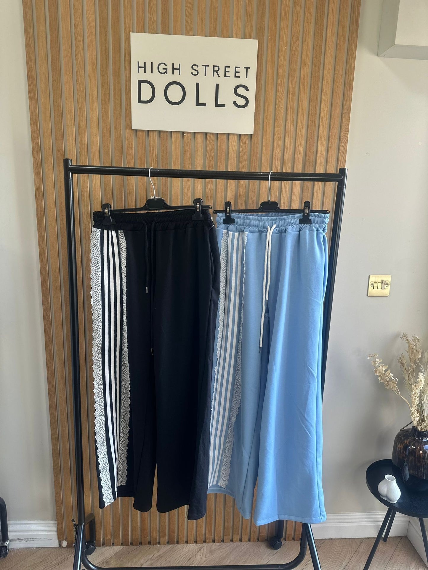 Lacey Wide Leg Trousers Lace Stripe Details Spring Summer Holiday