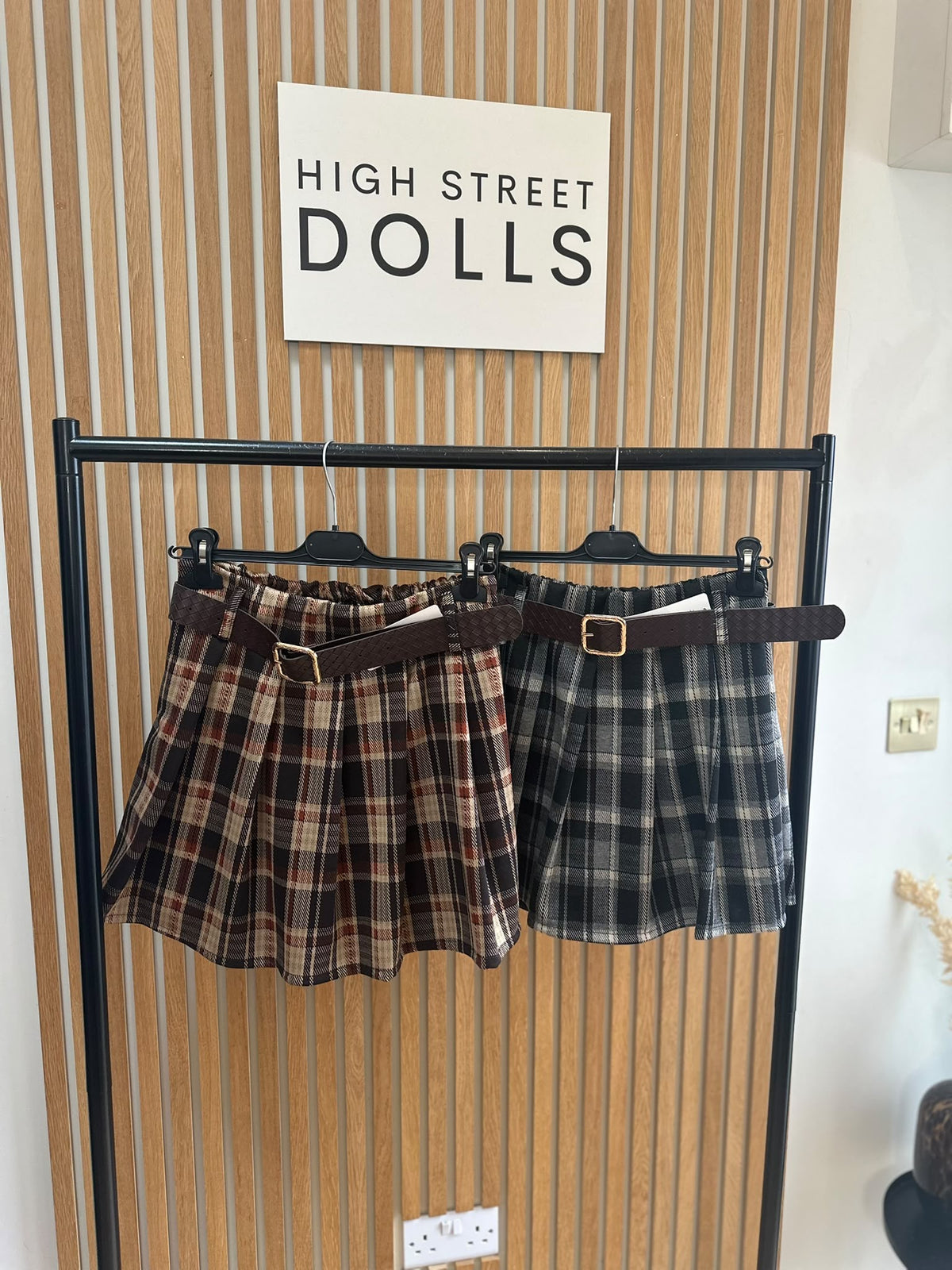 Cassidy Tartan Check Pleated Shorts/Skort – Belt Included, Front Pleated Skirt, Autumn Winter Women’s Fashion