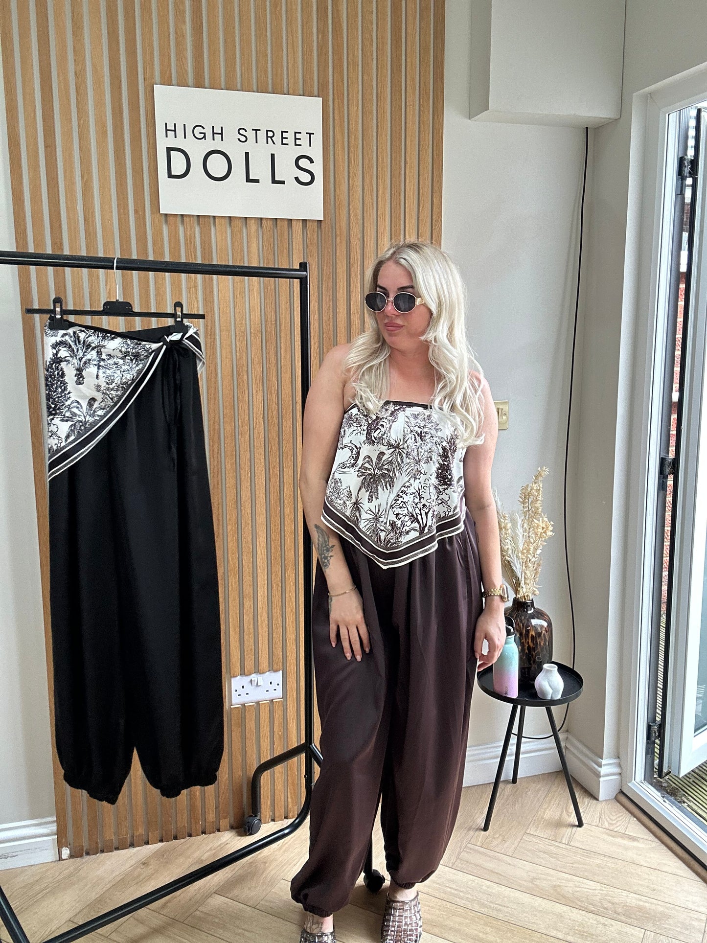 Pearl Harem Trousers Satin Top and Trousers Set Two Piece Co Ord Women’s Summer Set