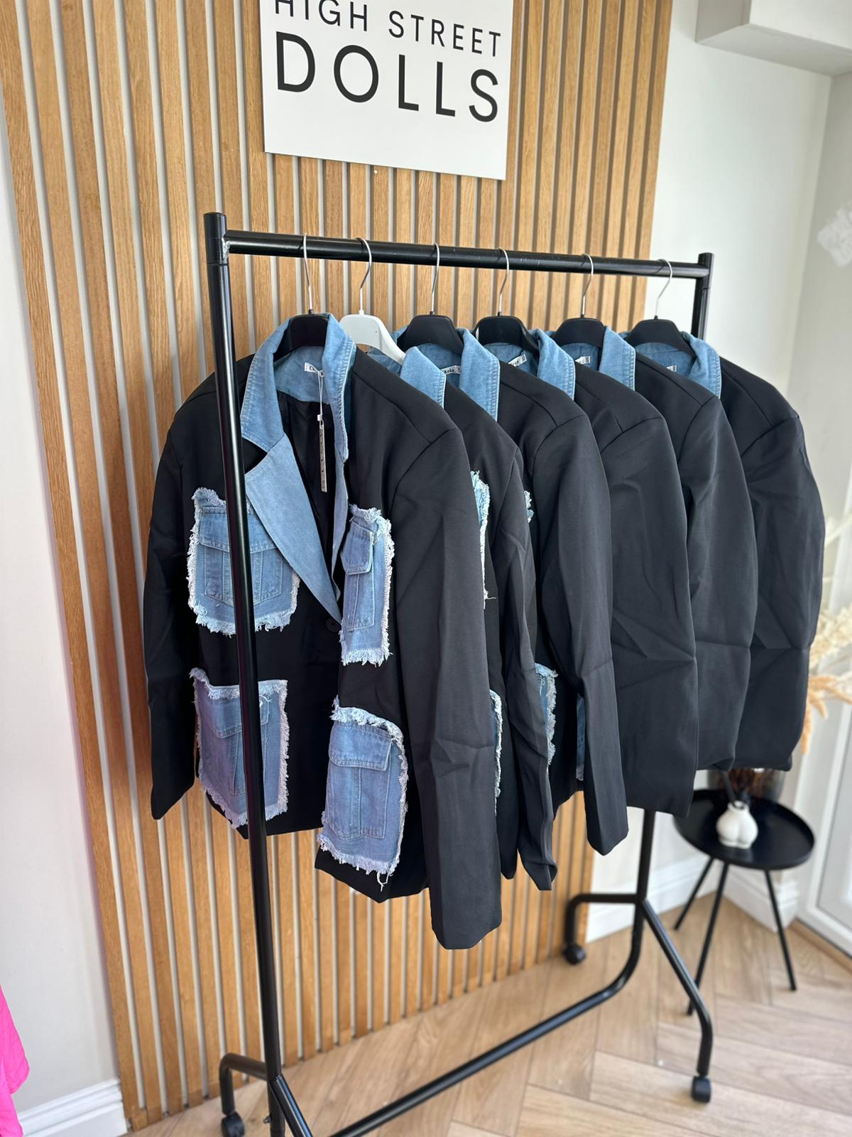 Hailey Blazer Denim Pockets Womens Jacket