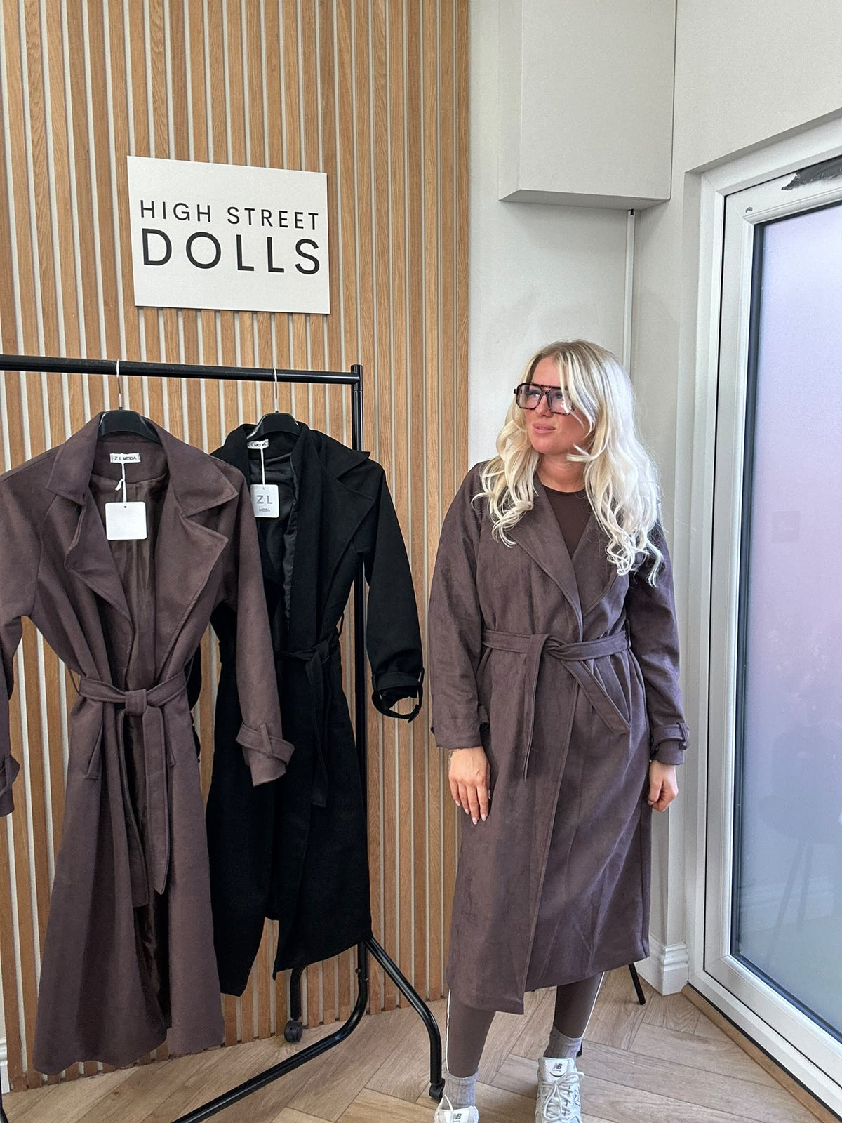 Aislinn Luxe Suede Midi Trench Coat – Autumn Winter Belted Jacket