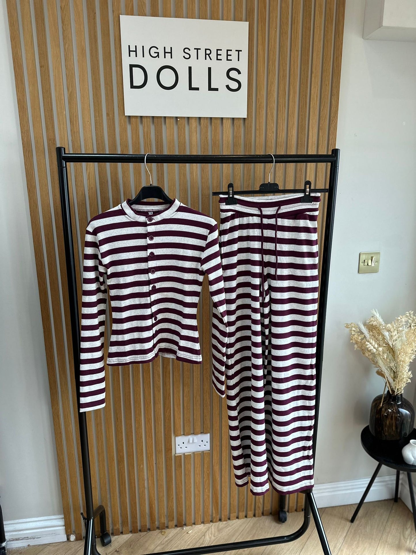 Kady Striped Lounge Set Co Ord Cardigan and Trousers Long Sleeve Top Loungewear Two Piece Spring Summer
