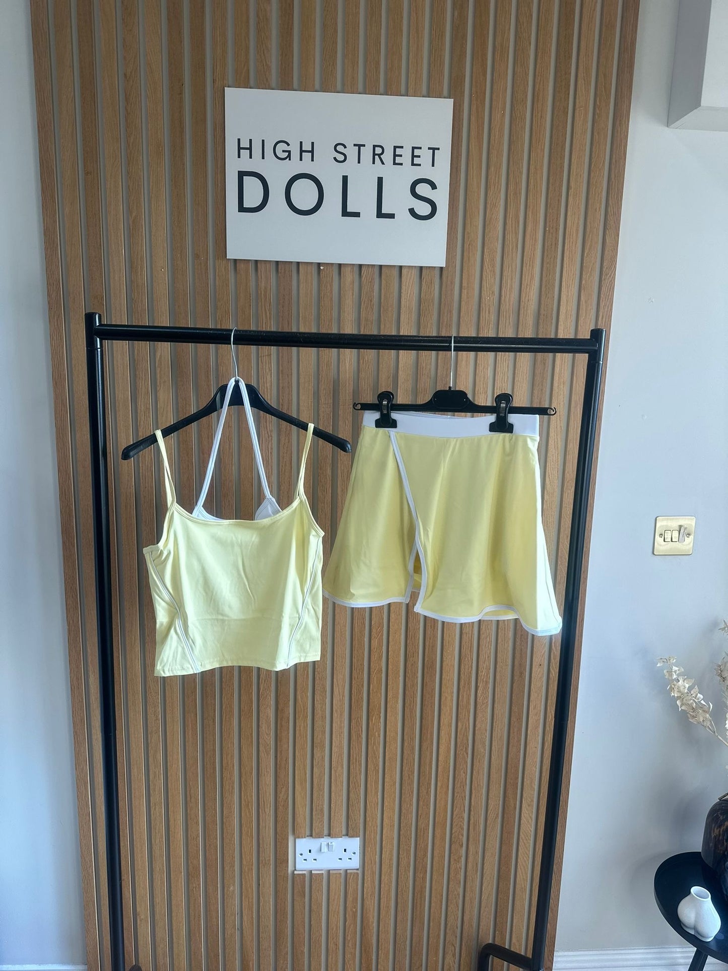 Cleo Active Sports Top and Wrap Skort Set Co Ord Two Piece Layered Camisole Activewear Spring Summer