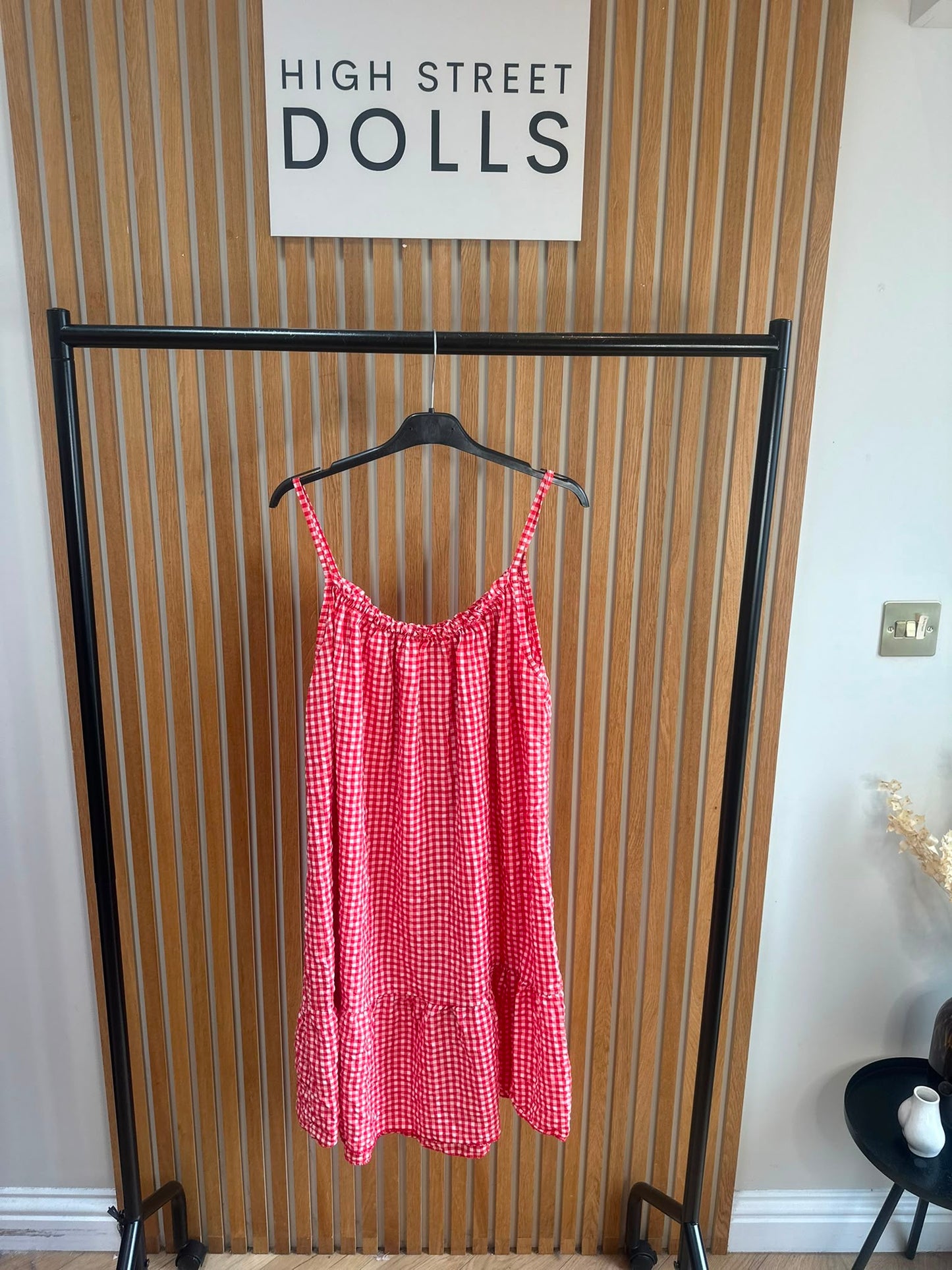 Dotty Ruffle Dress Gingham Print Summer Holiday Short Dress