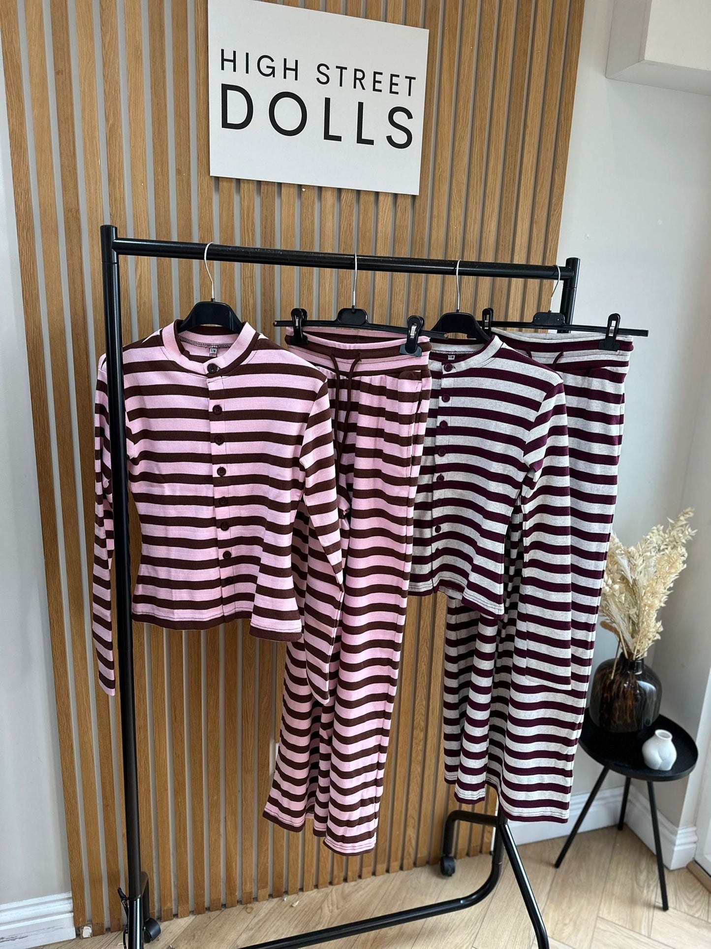 Kady Striped Lounge Set Co Ord Cardigan and Trousers Long Sleeve Top Loungewear Two Piece Spring Summer