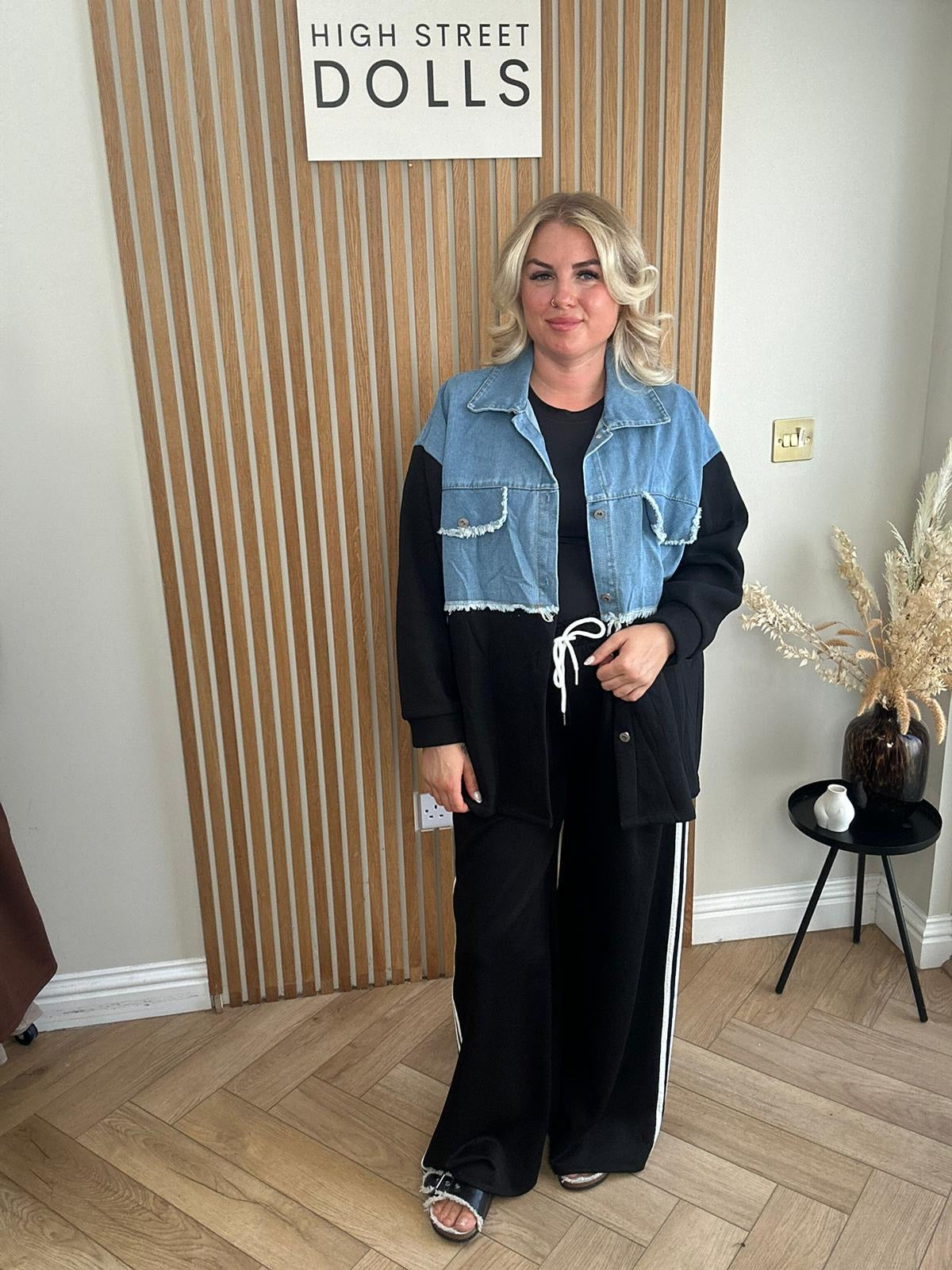 Bryony Oversized Shaket with Denim Details Shirt Jacket