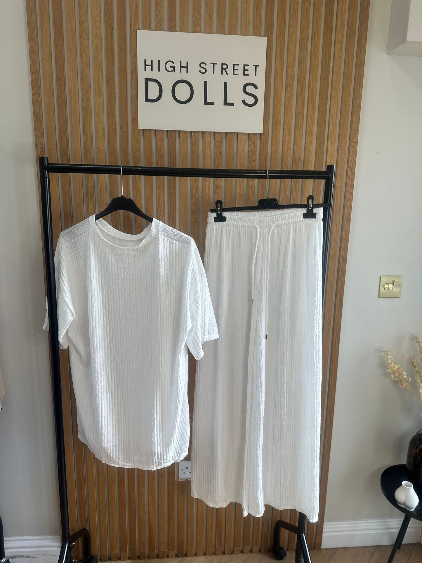 Maddison T Shirt and Trouser Set  Summer Outfit Holiday Set Crinkle Fabric Two Piece Co Ord