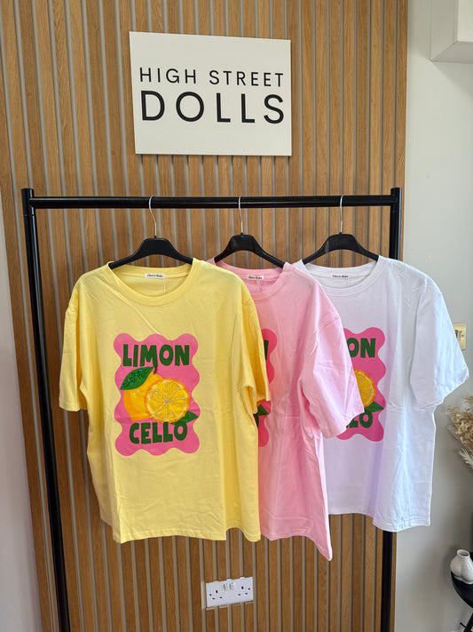 Leighla T Shirt Lemon Print Short Sleeves Spring Summer