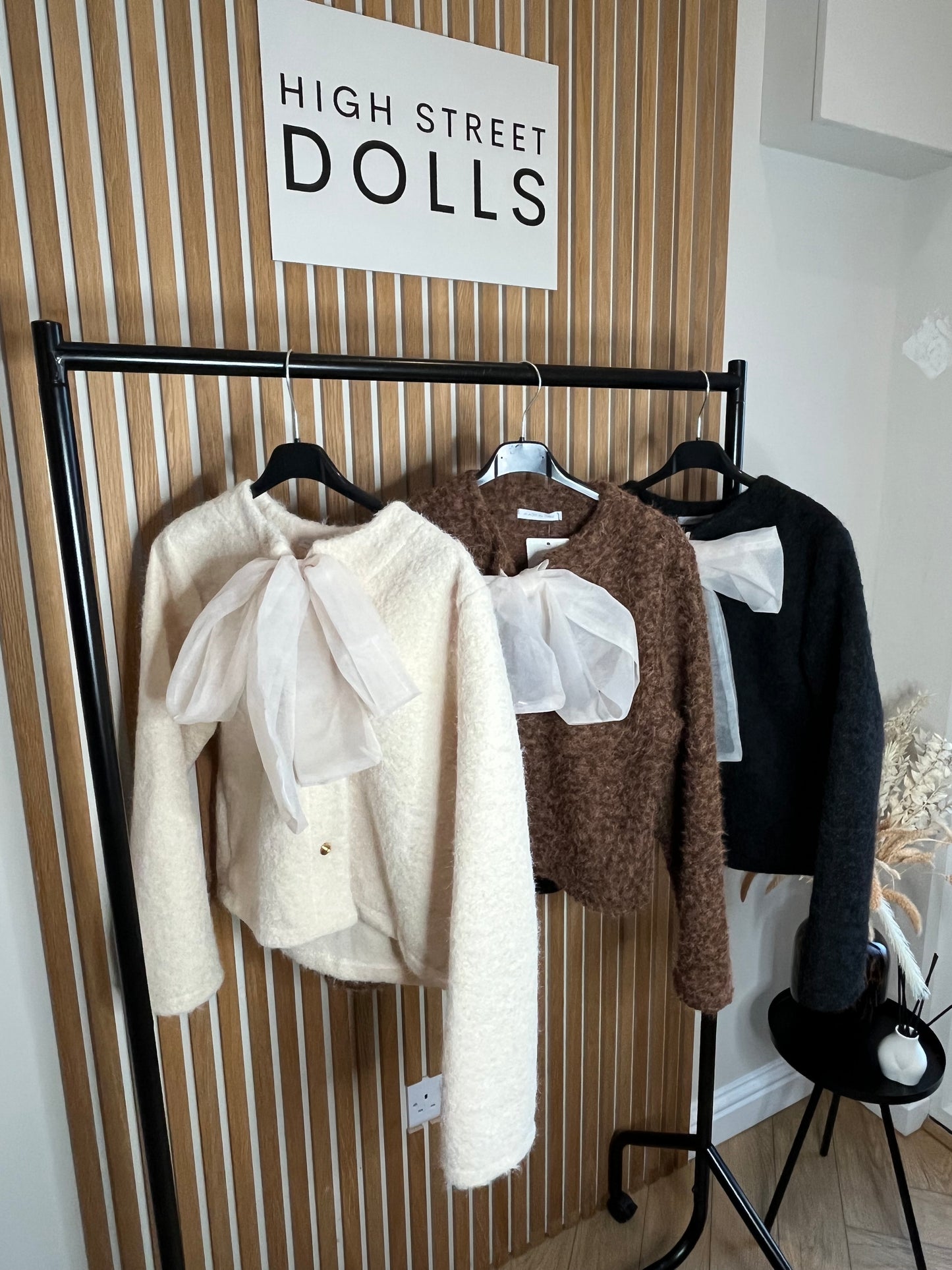 Chiffon Bow Jacket, Cardigan, Gold Buttons