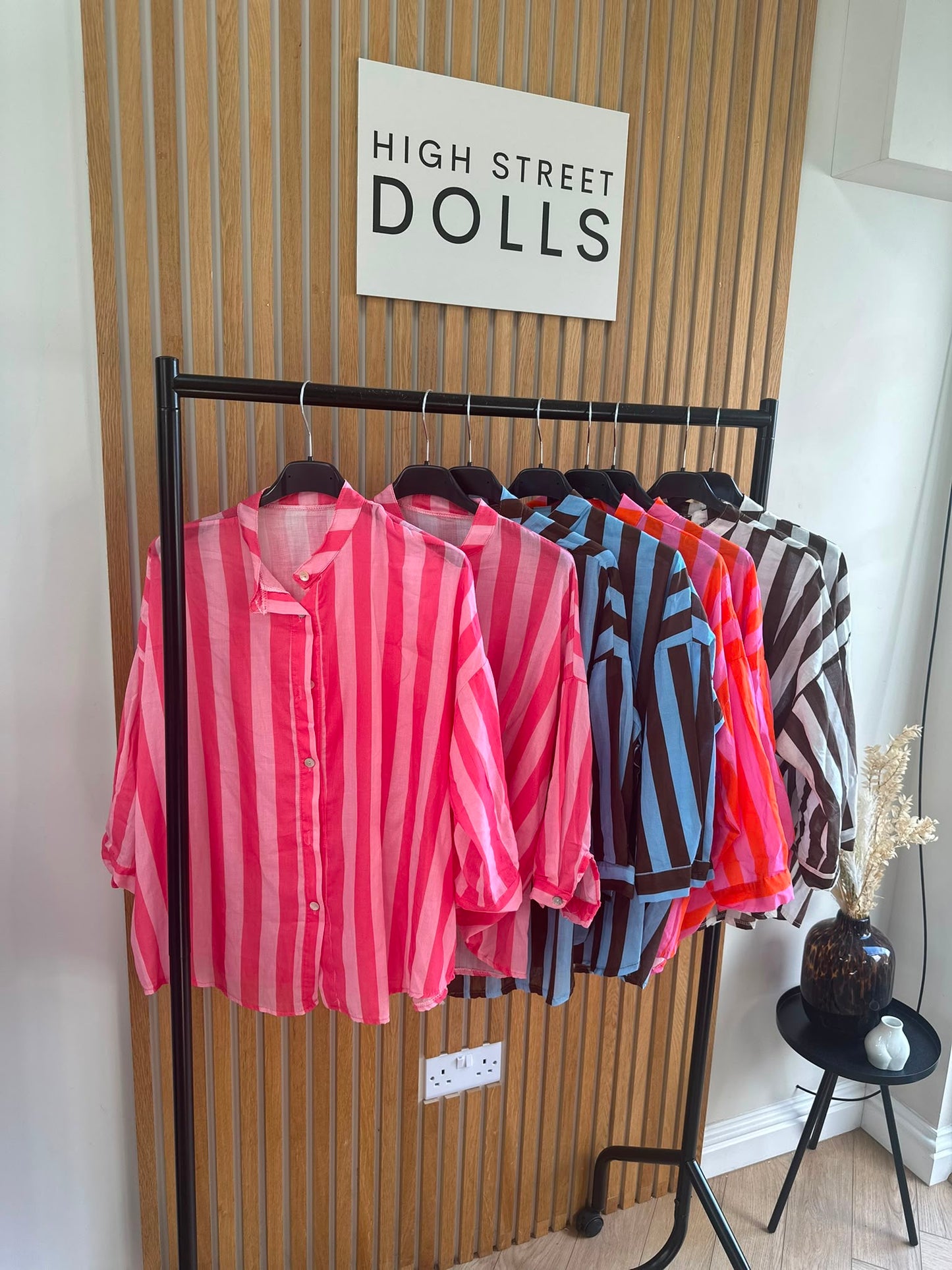 Coral Oversized Striped Shirt Bold Bright Summer Holiday Style