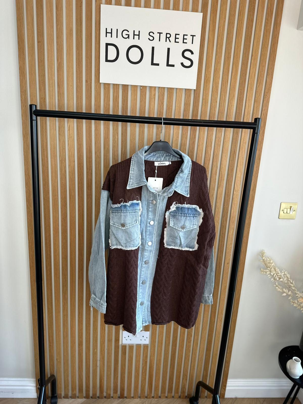 Elodie Denim Knit Shirt Shaket Jacket Women’s Top