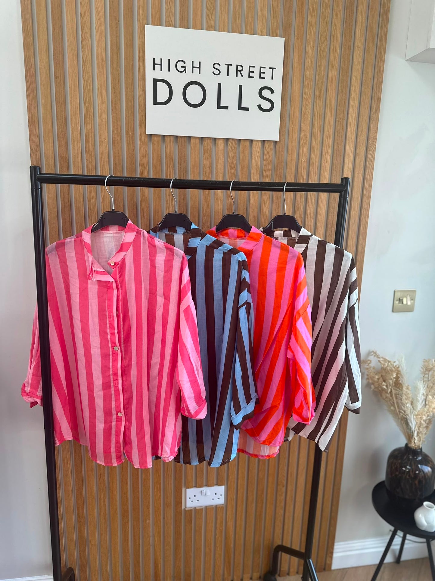 Coral Oversized Striped Shirt Bold Bright Summer Holiday Style