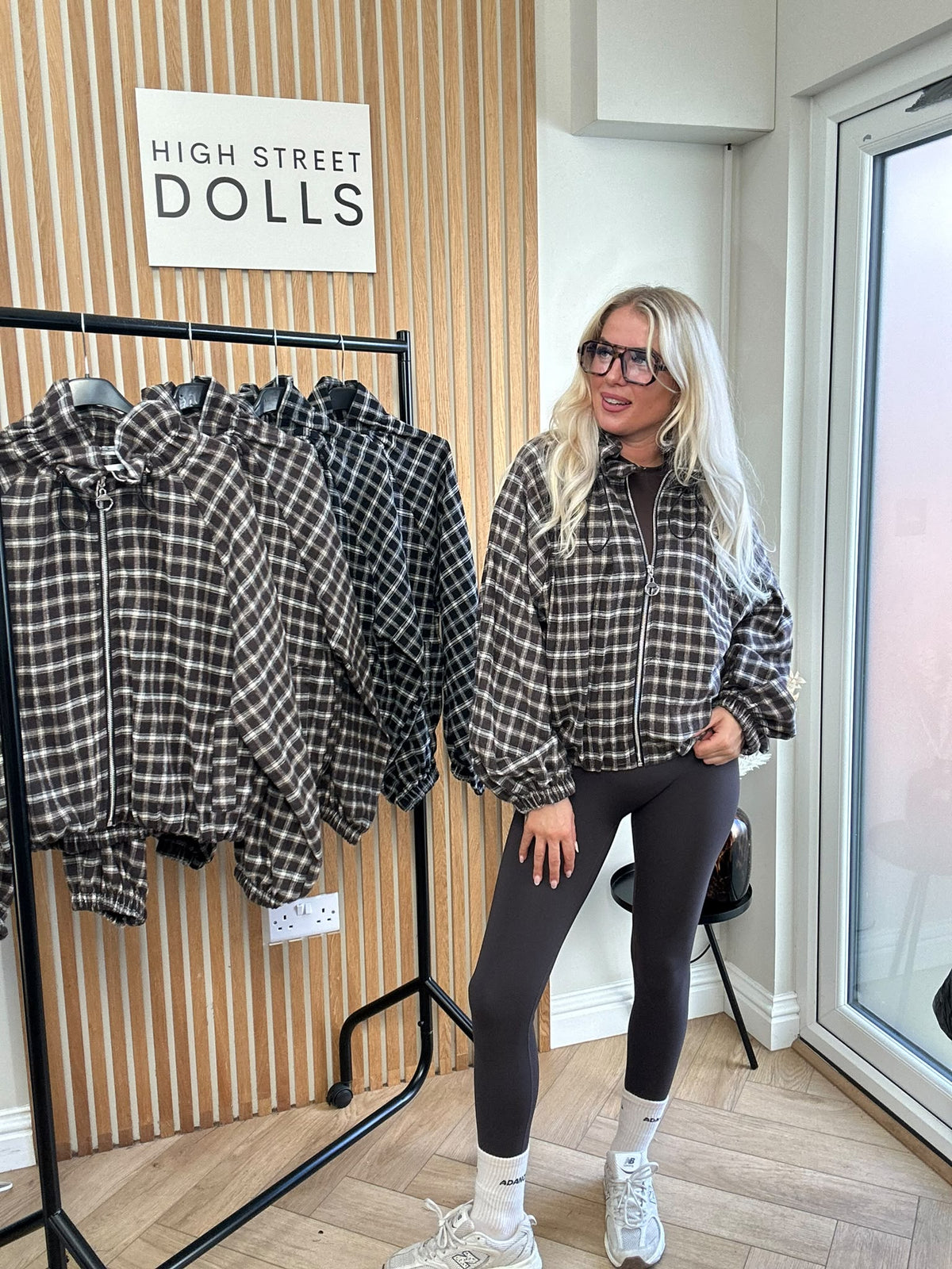 Harley Checkered Lightweight Soft Jacket – Women’s Cover-Up, Autumn/Winter Layer with Gathered Funnel Neckline