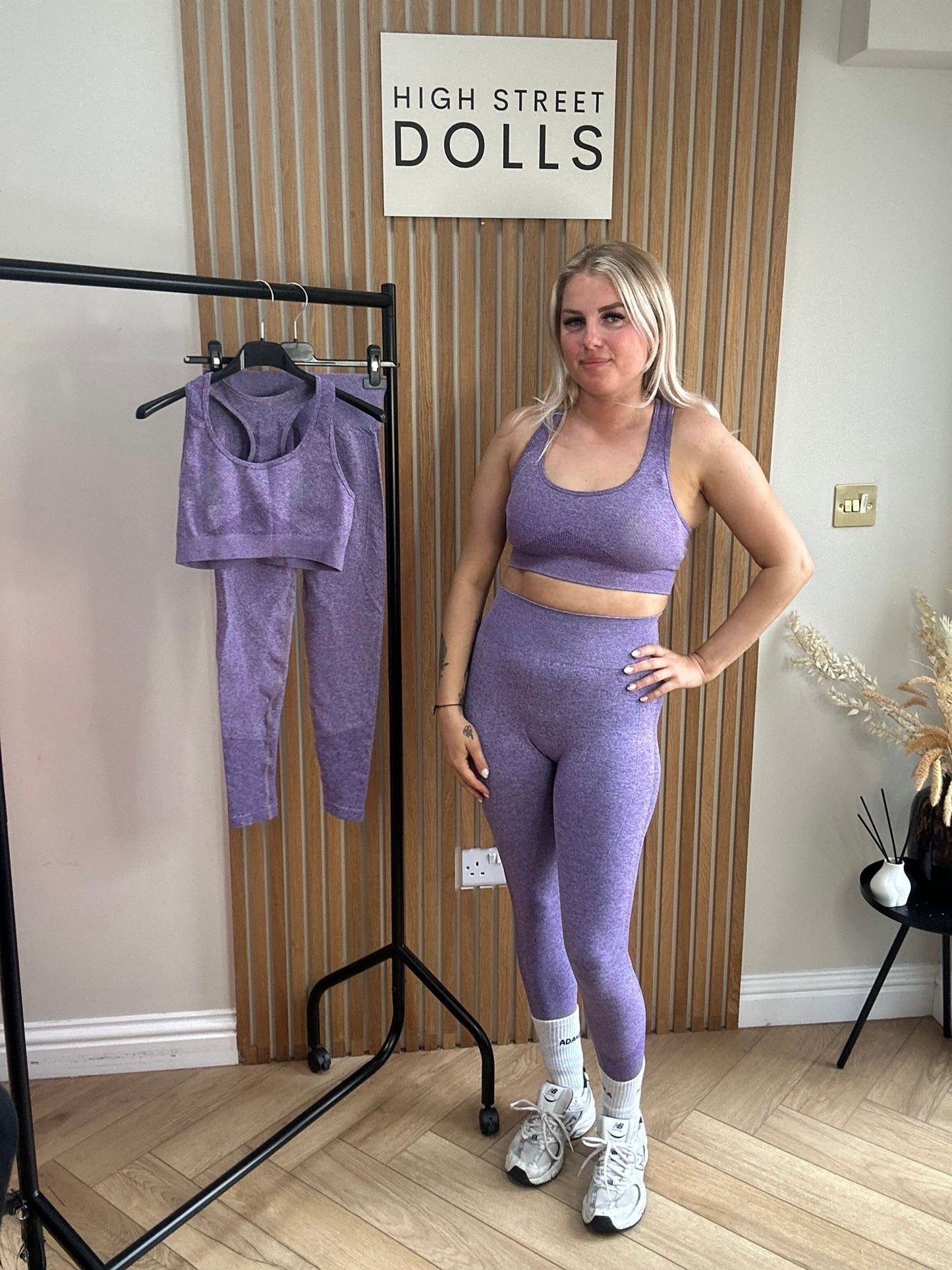 BodiBlossom Activewear Gym Set Lilac Sports Bra and Leggings