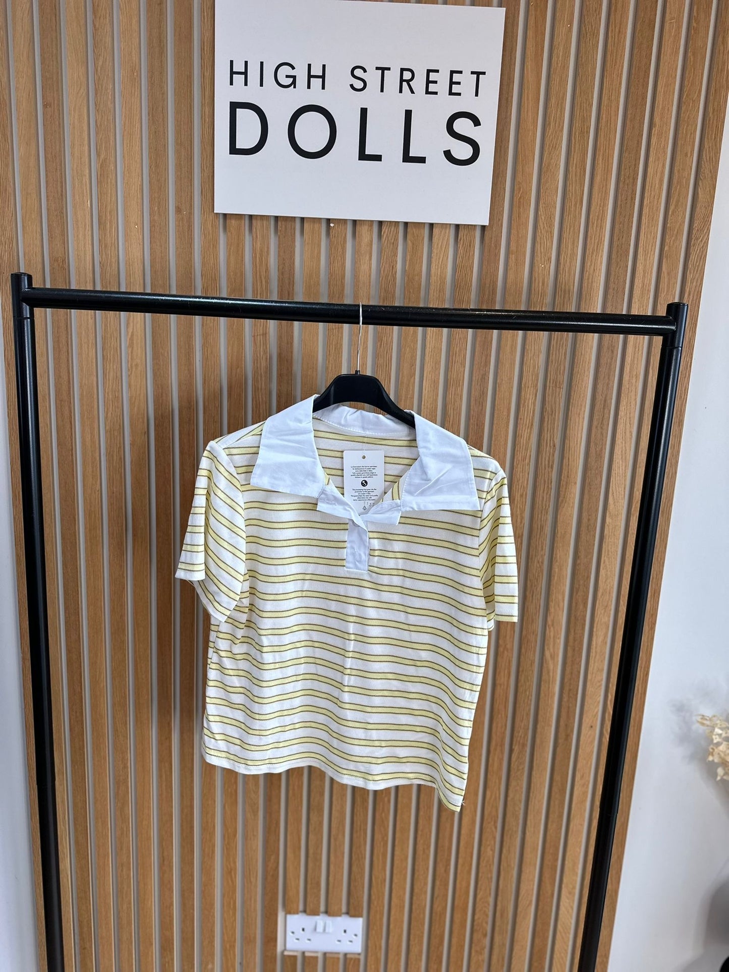 Billie Striped Rugby Top Fitted Short Sleeve T Shirt Collared Neckline Spring Summer Fashion