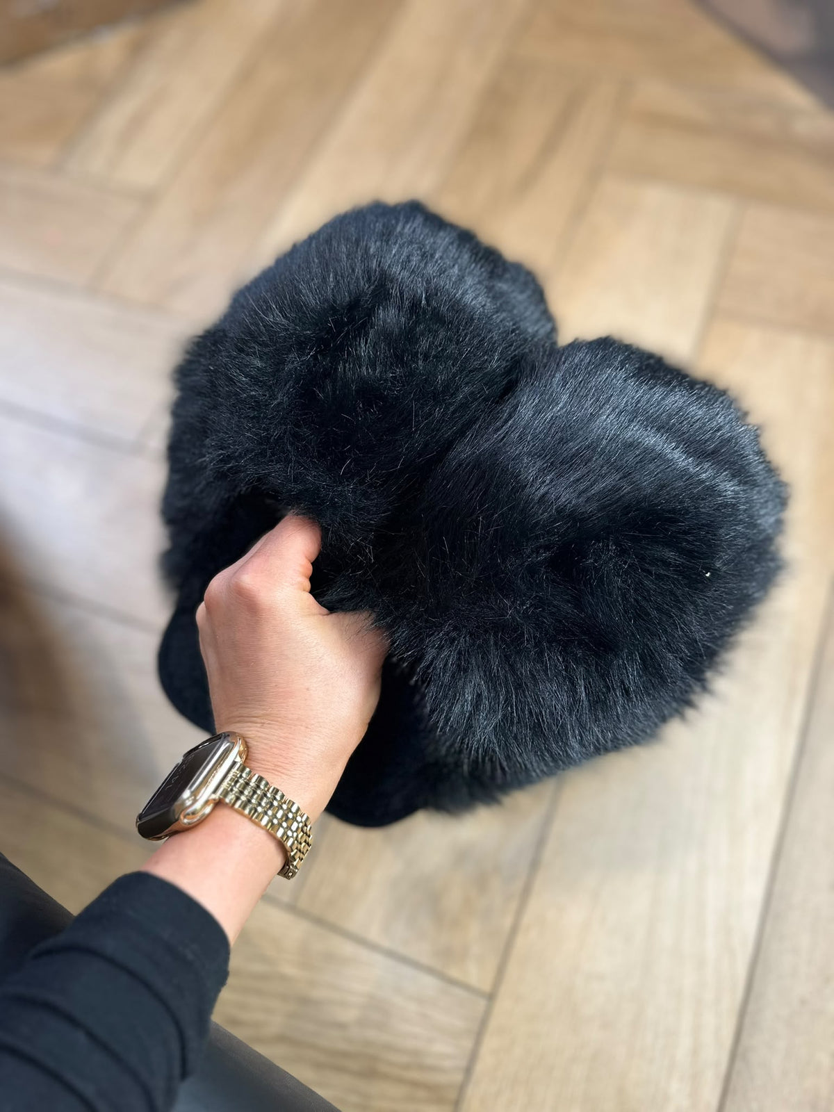 Fluffy XL Pom Pom Slippers Faux Fur Lined Cosy Slippers Autumn Winter Christmas Present