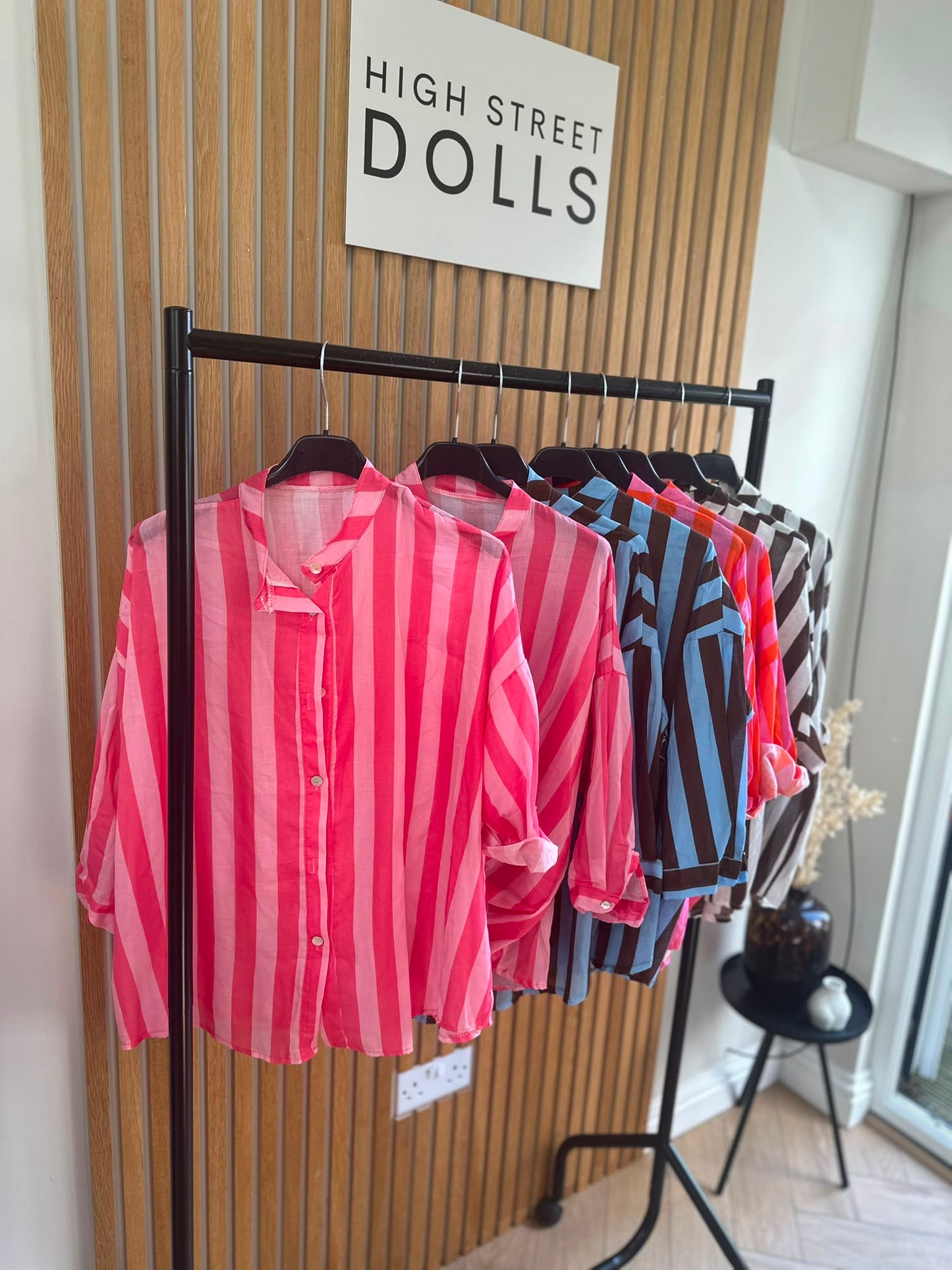 Coral Oversized Striped Shirt Bold Bright Summer Holiday Style