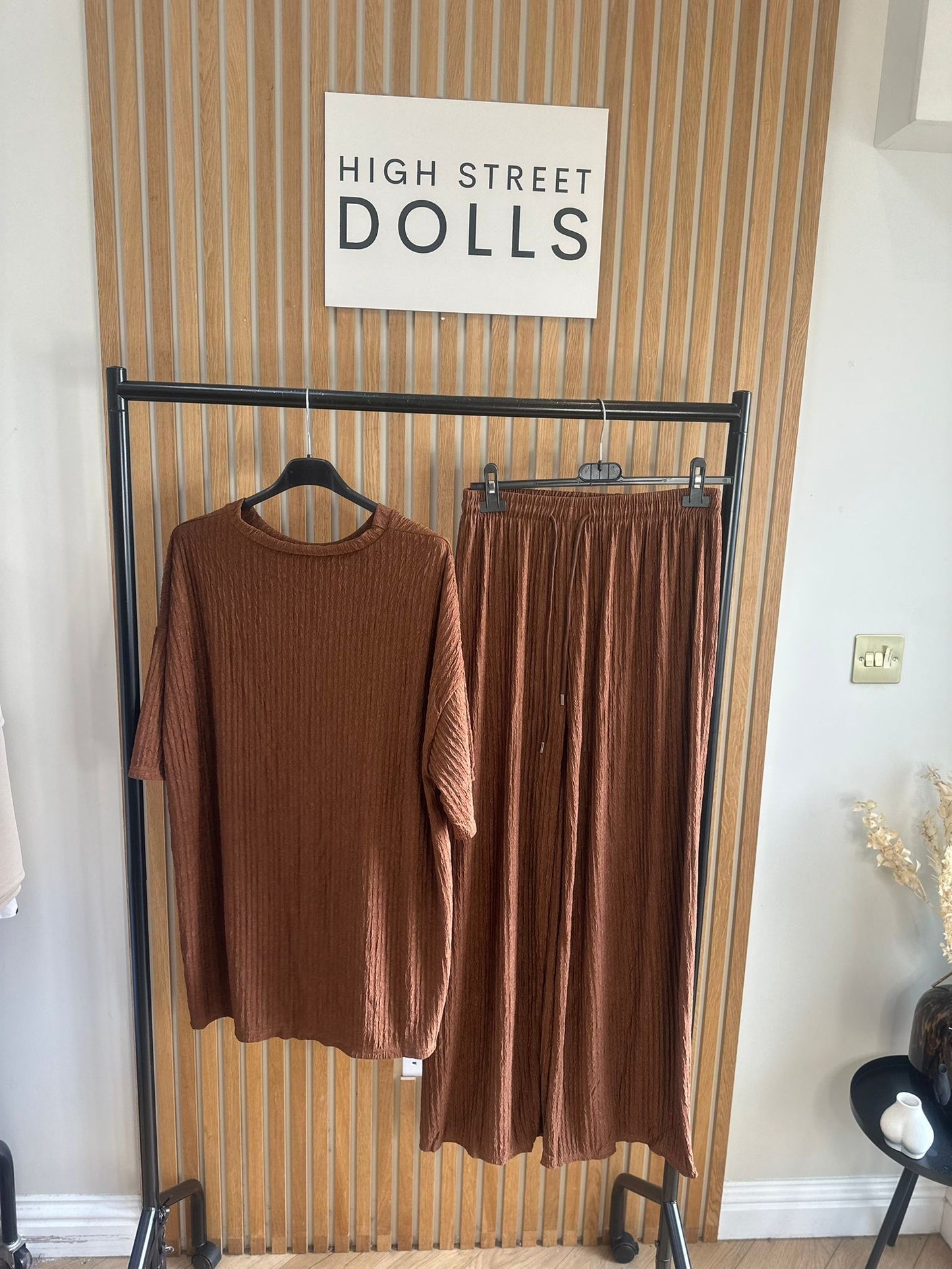 Maddison T Shirt and Trouser Set  Summer Outfit Holiday Set Crinkle Fabric Two Piece Co Ord