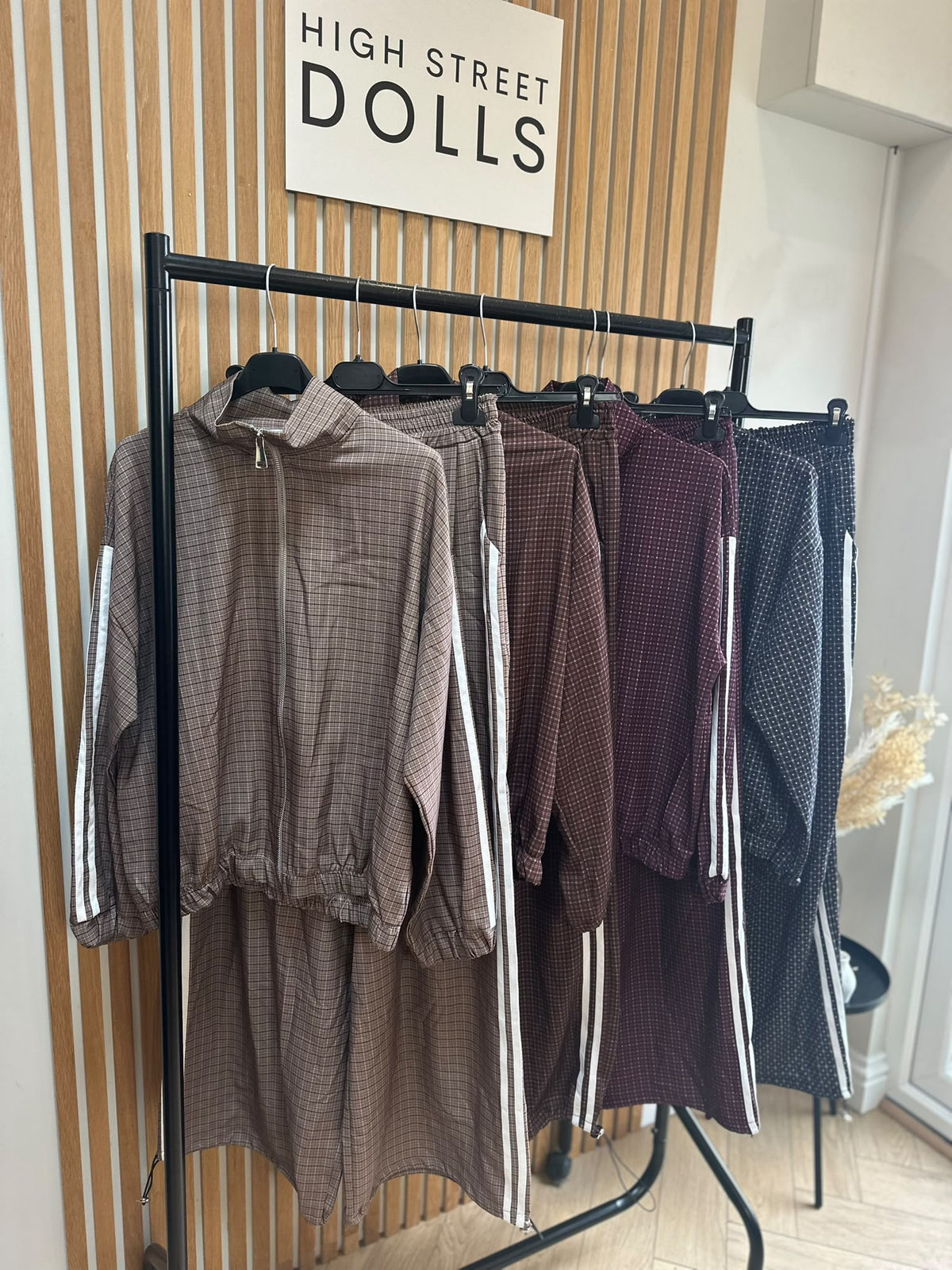 Romy Luxe Tracksuit – Zip Funnel Neck Jacket & Wide Leg Trousers with Stripe Details, Two-Piece Autumn Winter Lounge Co-Ord