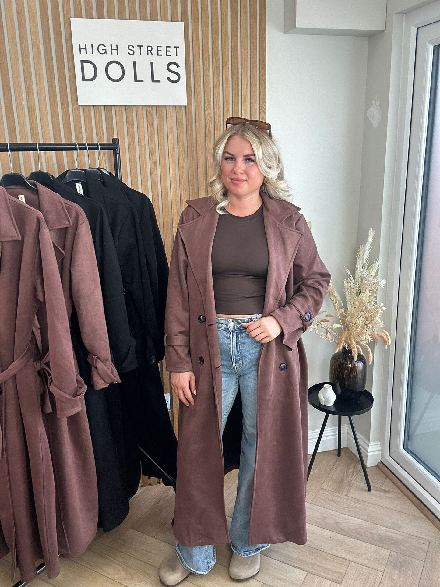 Rea Suede Trench Coat Longline Autumn Winter Jacket
