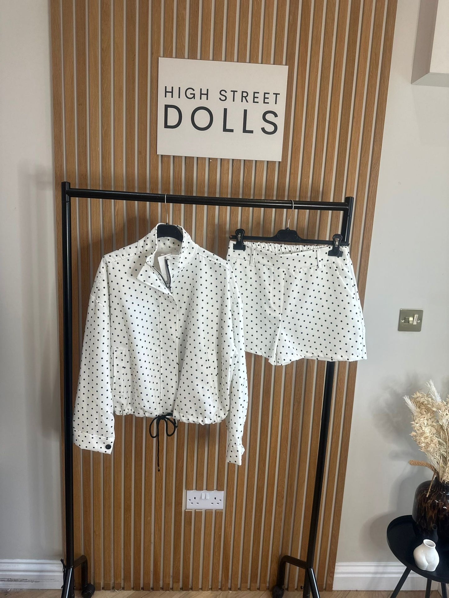 Willow Polka Dot Print Jacket and Shorts Holiday Spring Summer Women’s two piece co-ord Trending Viral Print Stripe Detail