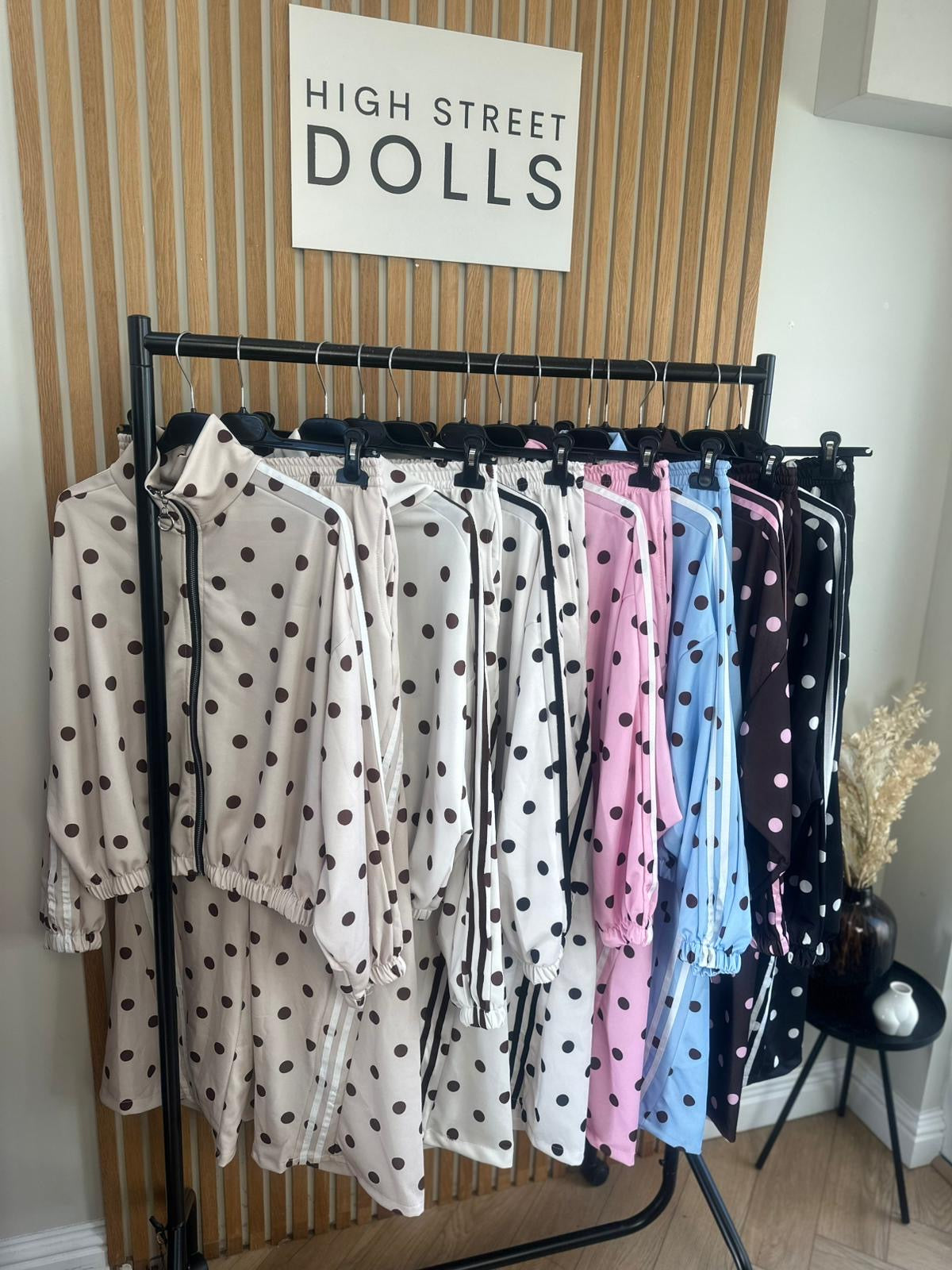 Rouge Polka Dot Bomber Jacket and Wide Leg Trousers Lounge Set Spring Summer Women’s Two Piece Co Ord Trending Viral Print Stripe Detail