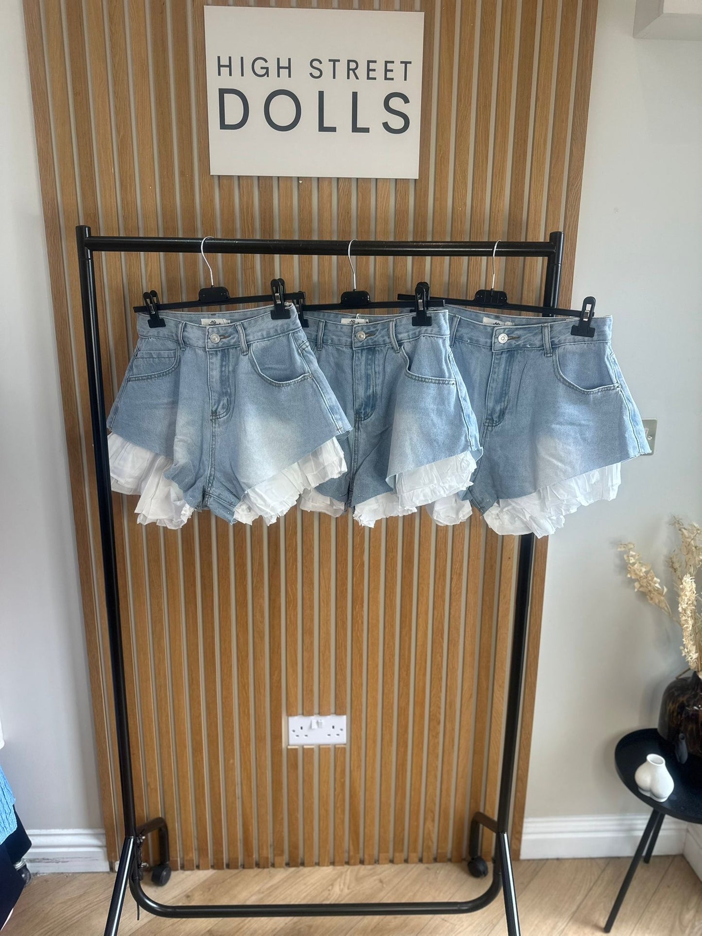Polly Denim Shorts Denim Shorts with Ruffles Frilly High Waisted Spring Summer Holiday