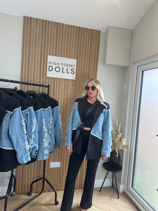 Callie Blazer Denim Sleeves Women’s Jacket