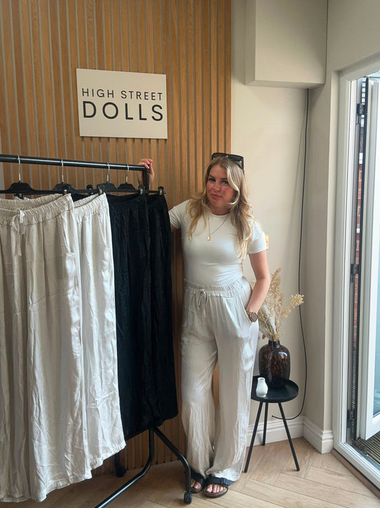 Mica LUX Wide Leg Trousers Satin  Style Summer Holiday
