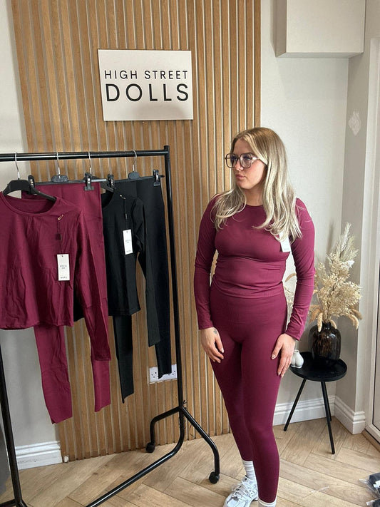 Rochelle Activewear Lycra Lounge Set Womens Long Sleeve Leggings Co Ord