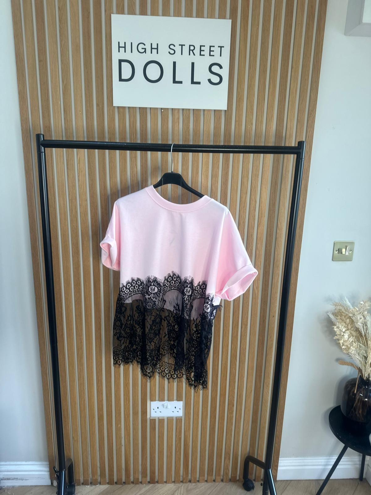 Emilia Lace Oversized T Shirt Short Sleeves Spring Summer