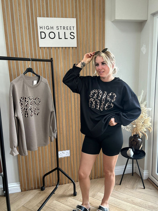 Megan sweatshirt with Leopard Print Logo