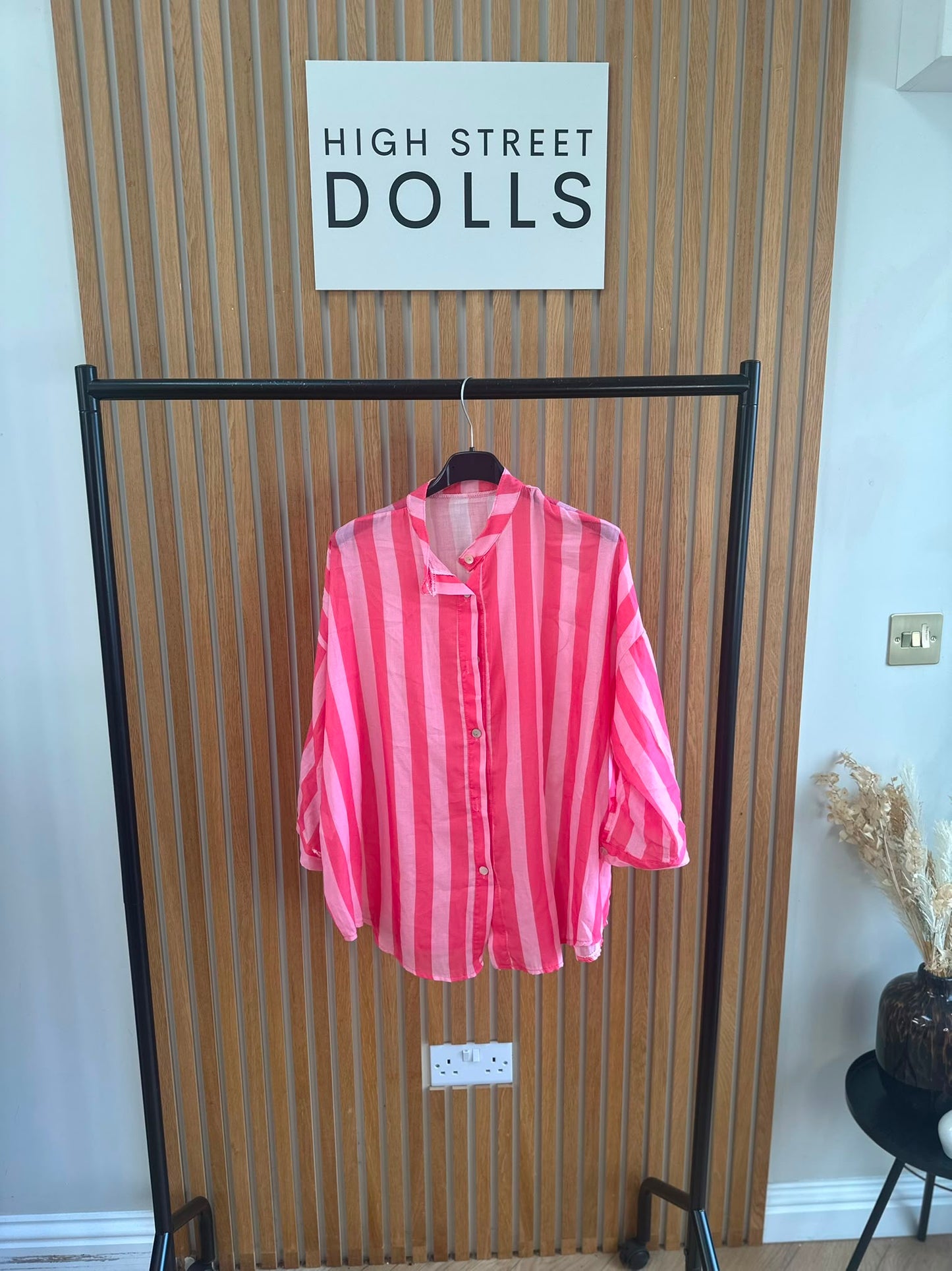Coral Oversized Striped Shirt Bold Bright Summer Holiday Style