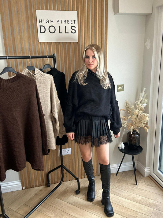 Eleanor Pleated Lace Skort Autumn Winter Mini Skirt Shorts Festive