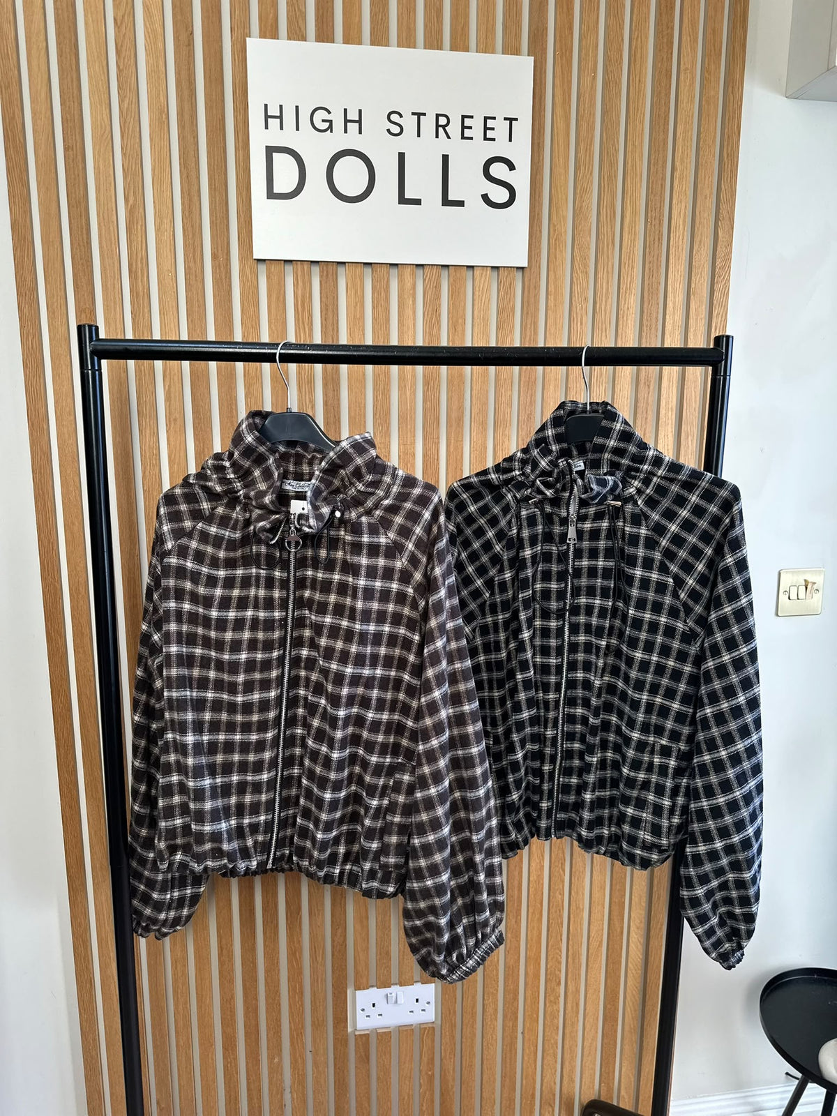 Harley Checkered Lightweight Soft Jacket – Women’s Cover-Up, Autumn/Winter Layer with Gathered Funnel Neckline