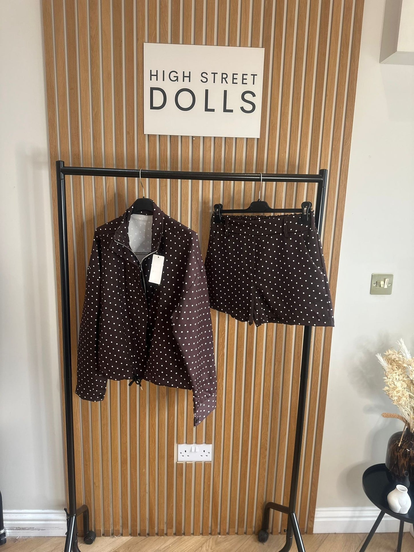 Willow Polka Dot Print Jacket and Shorts Holiday Spring Summer Women’s two piece co-ord Trending Viral Print Stripe Detail